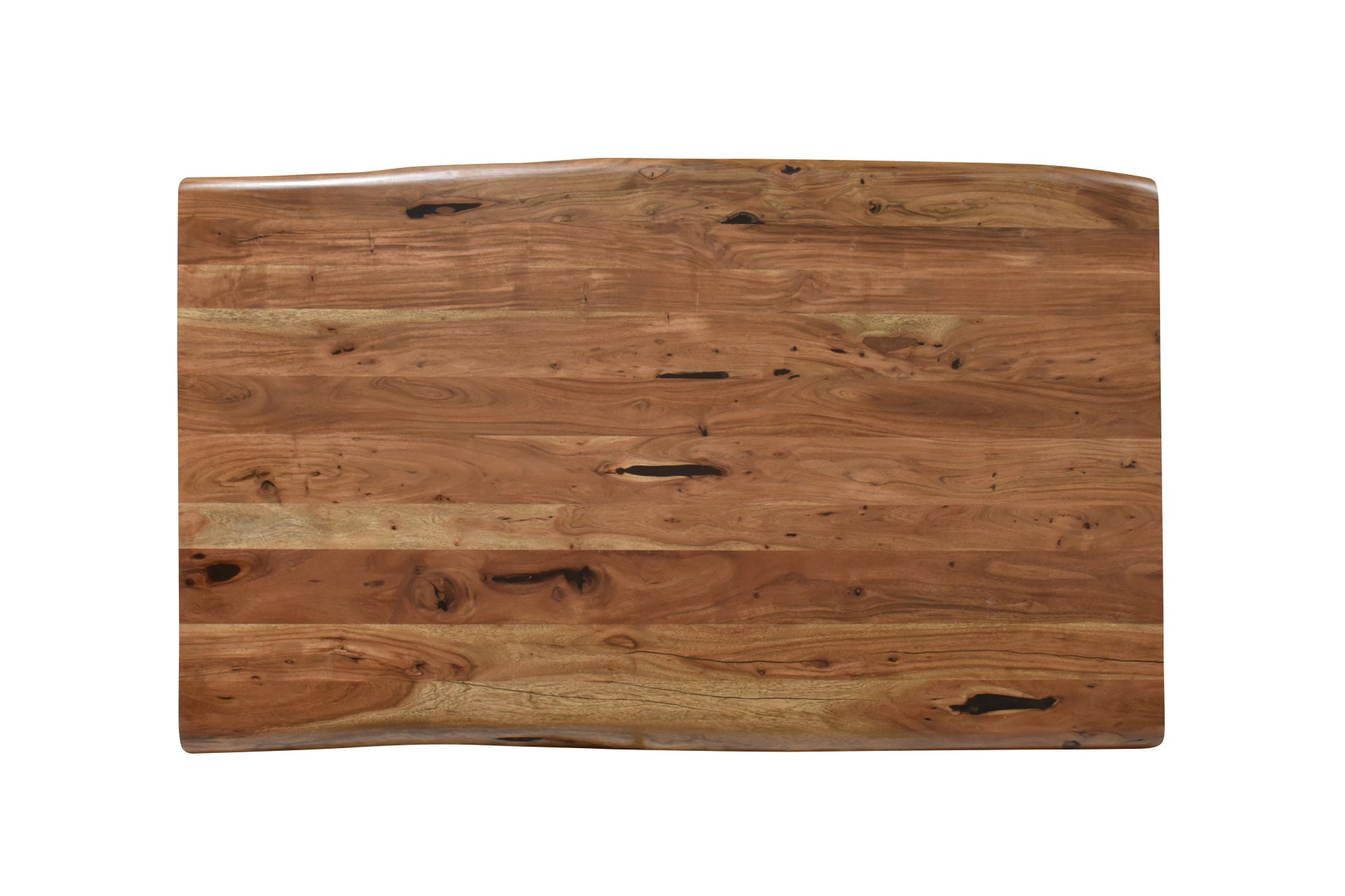 Brown Wood Kitchen Dining Table with Black Iron Framed Legs and Natural Wood Grains