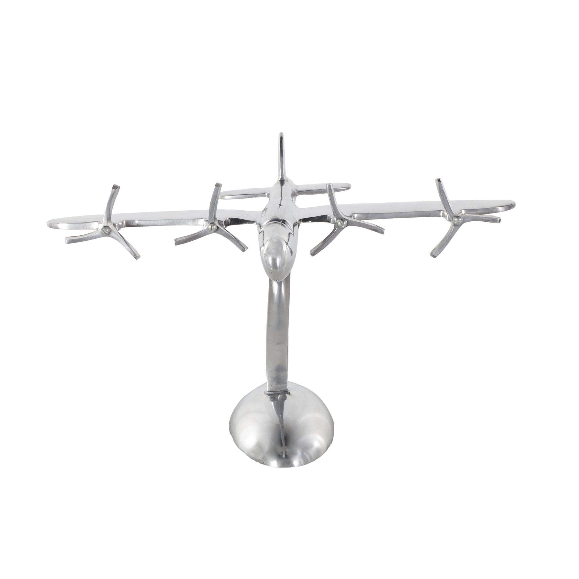 Airplane Silver Aluminum Metal Decorative Sculpture