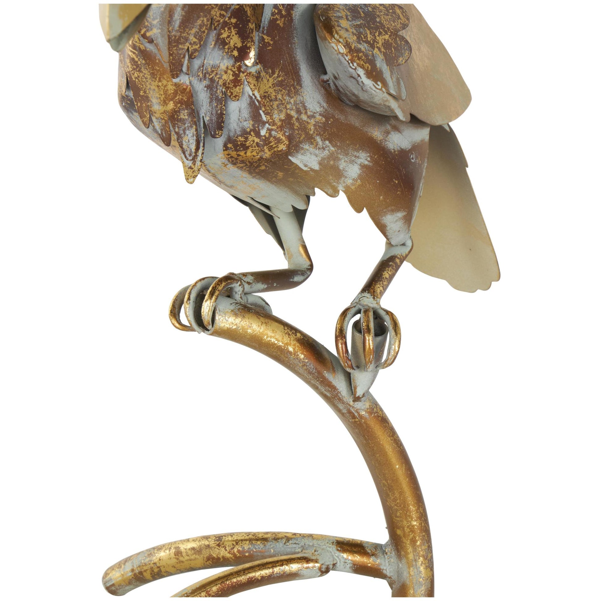 Parrot Bronze Metal Patina Decorative Garden Sculpture with Branch Stand