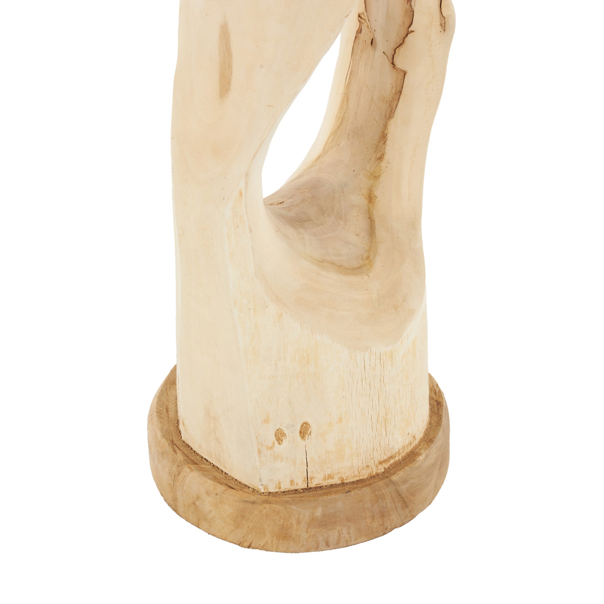 Abstract Light Brown Teak Wood Handmade Live Edge Intertwined Post Floor Decorative Sculpture