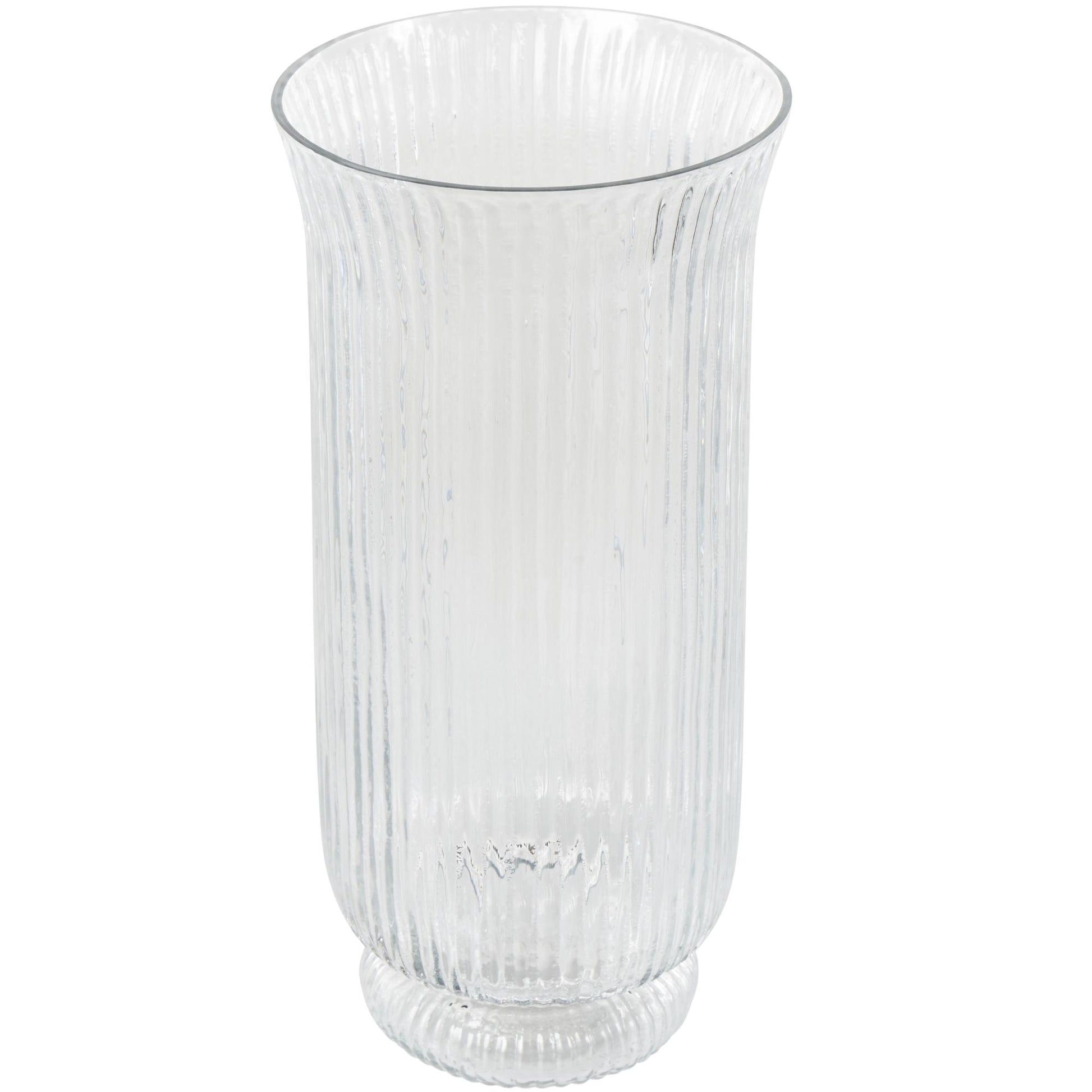 Clear Glass Ribbed Fluted Decorative Candle Holder