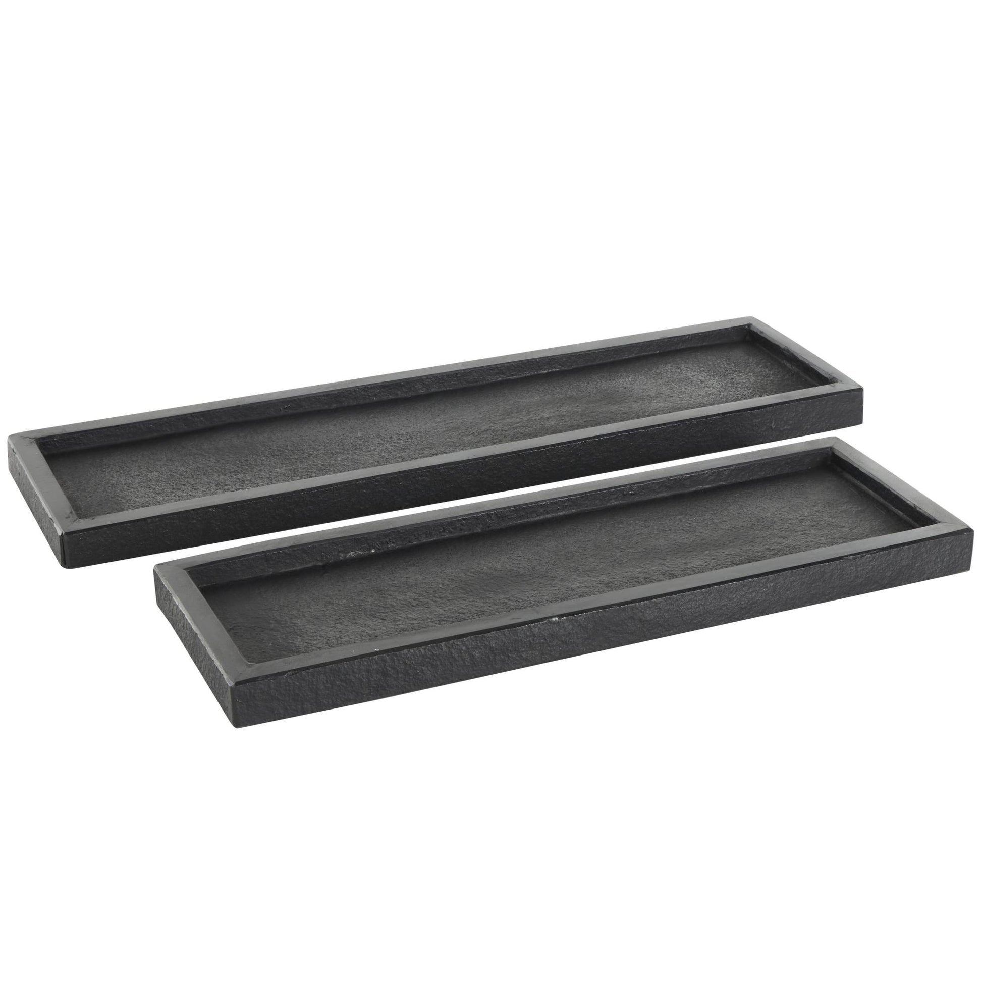 Set of 2 Marble Minimalistic Textured Square Living Room Decor Tray Set of 2 10", 8"W