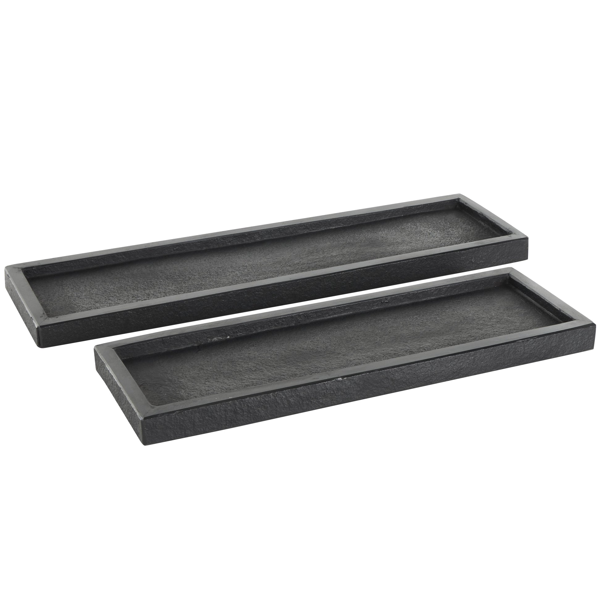 Set of 2 Marble Minimalistic Textured Square Living Room Decor Tray Set of 2 10", 8"W