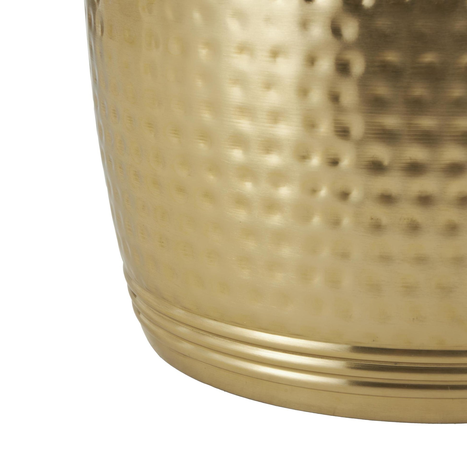 Drum Metal Handmade Side End Accent Table with Hammered Design
