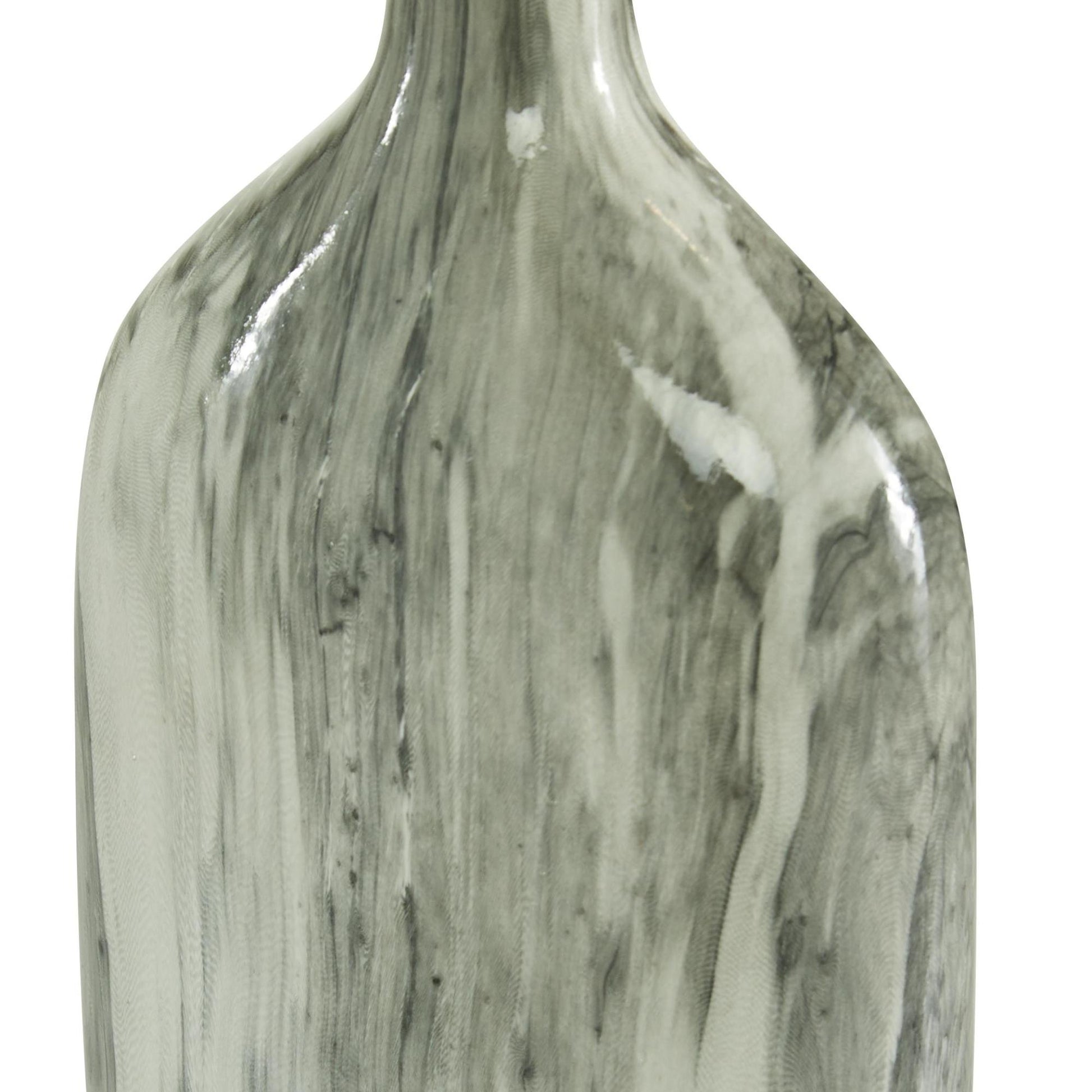 Set of 3 Gray Ceramic Faux Marble Decorative Vase