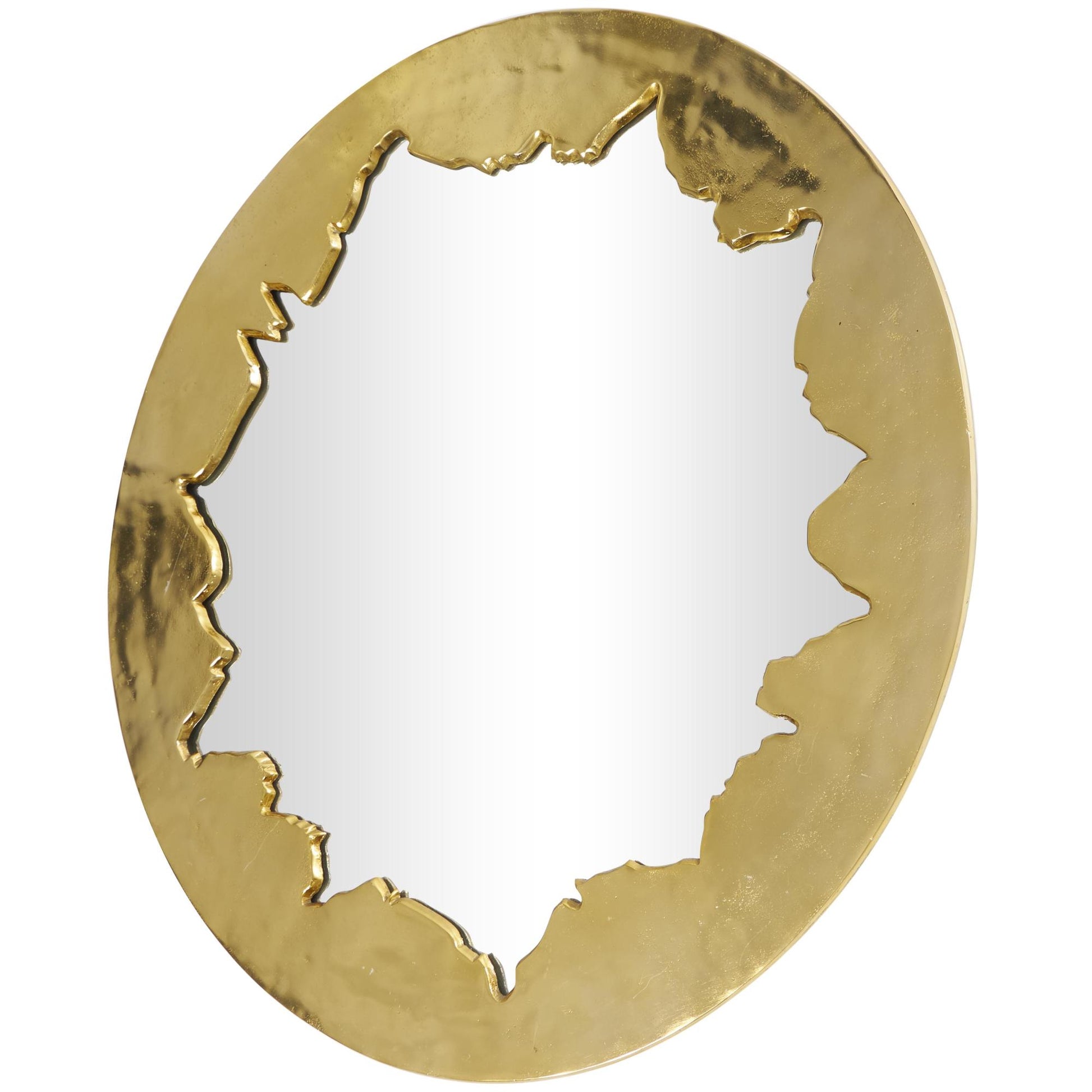 Abstract Gold Aluminum Metal Handmade Live Edge Room Wall Mirror