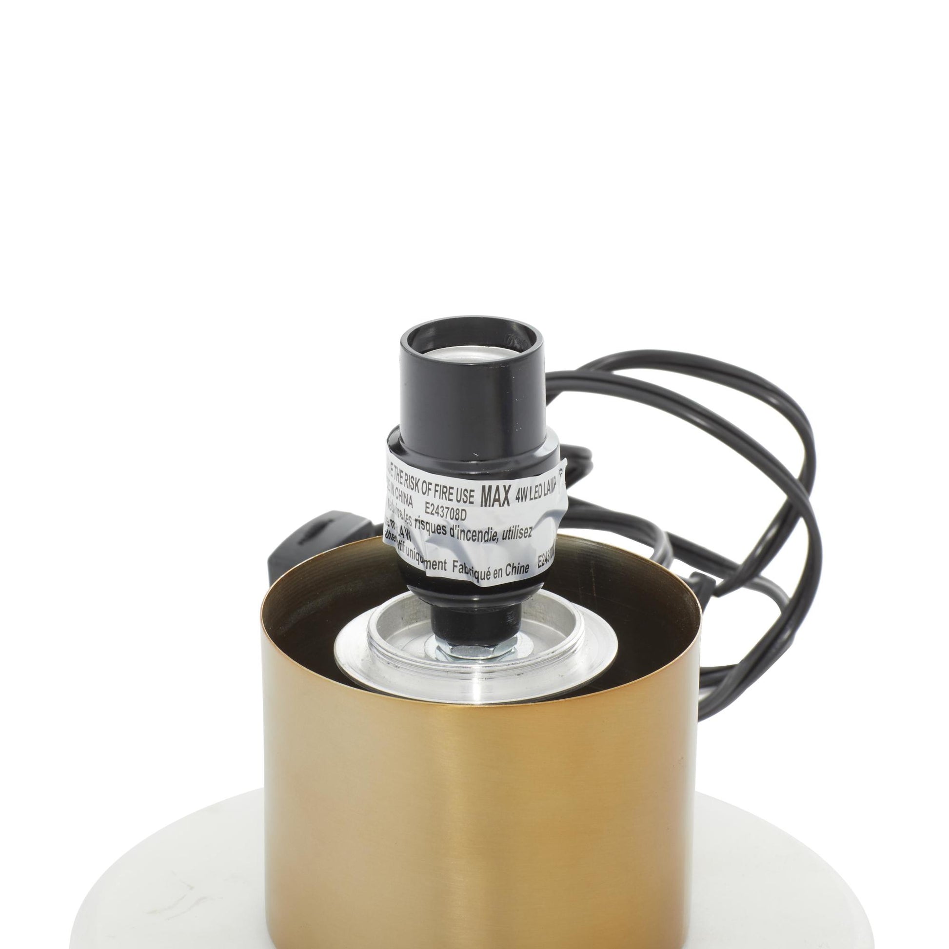 Gold Metal Room Table Lamp with Clear Dome Shaped Shade and Marble Base