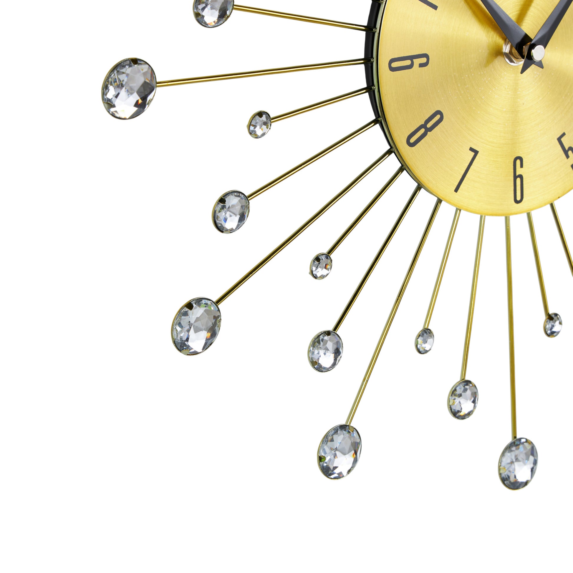 Starburst Metal Decorative Wall Clock with Crystal Accents 14" x 1" x 14"