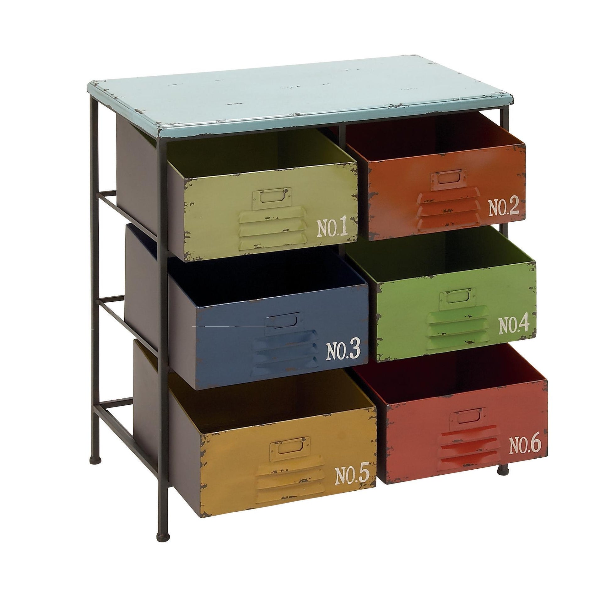 Multi Colored Metal 6 Drawer Room Storage Unit