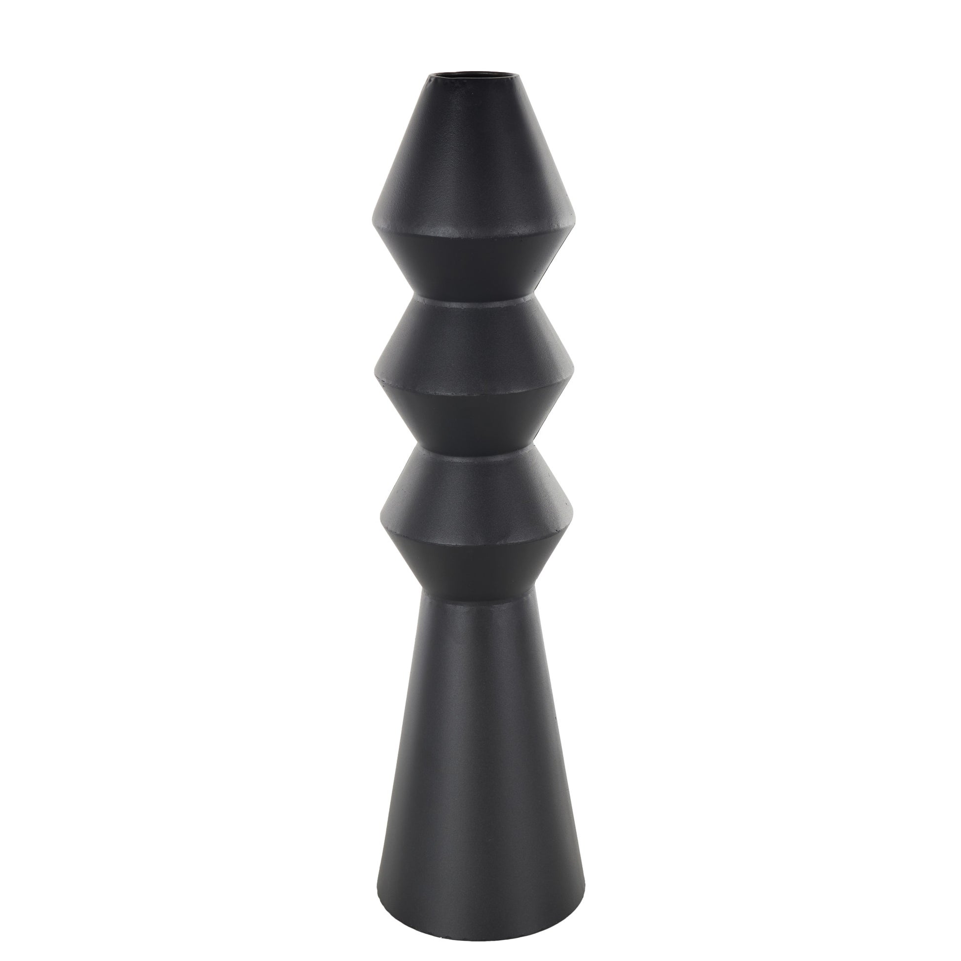 Black Metal Art Deco Fluted Decorative Vase