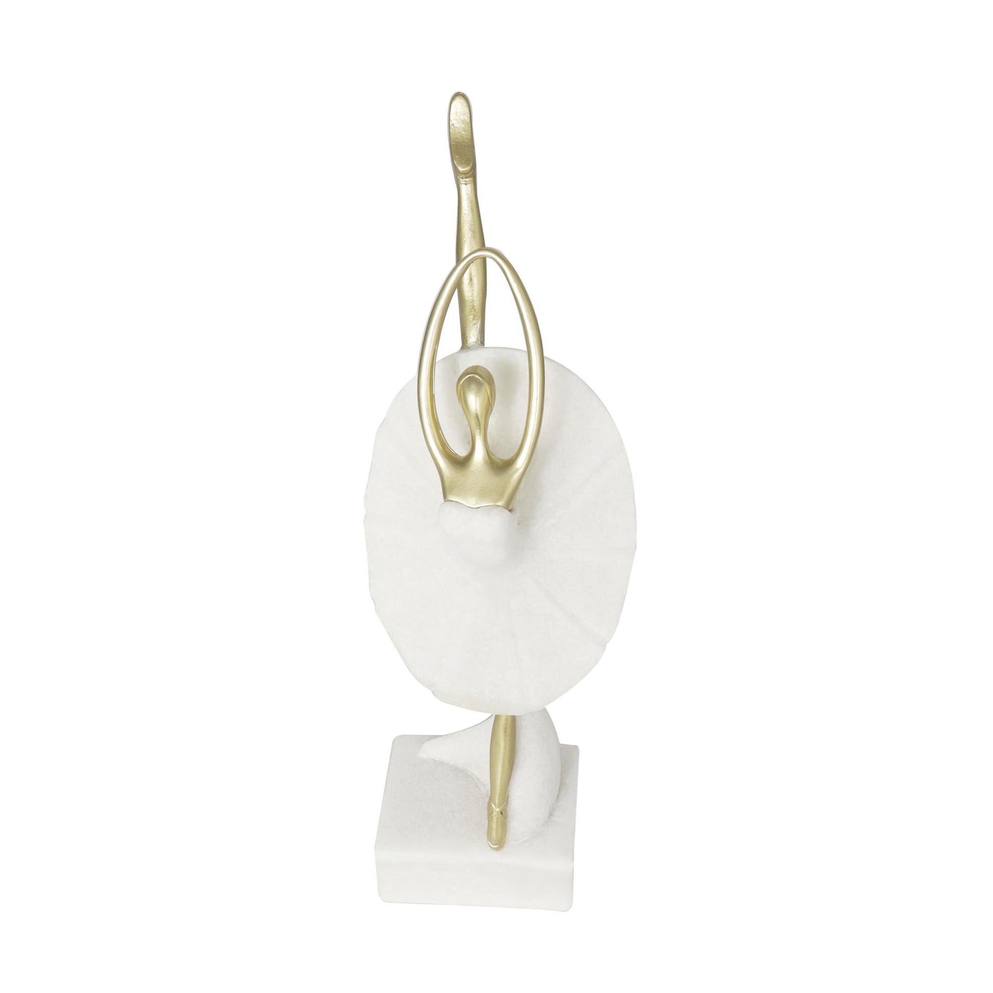 Dancer Cream Polystone Ballet Decorative Sculpture with Gold Accents