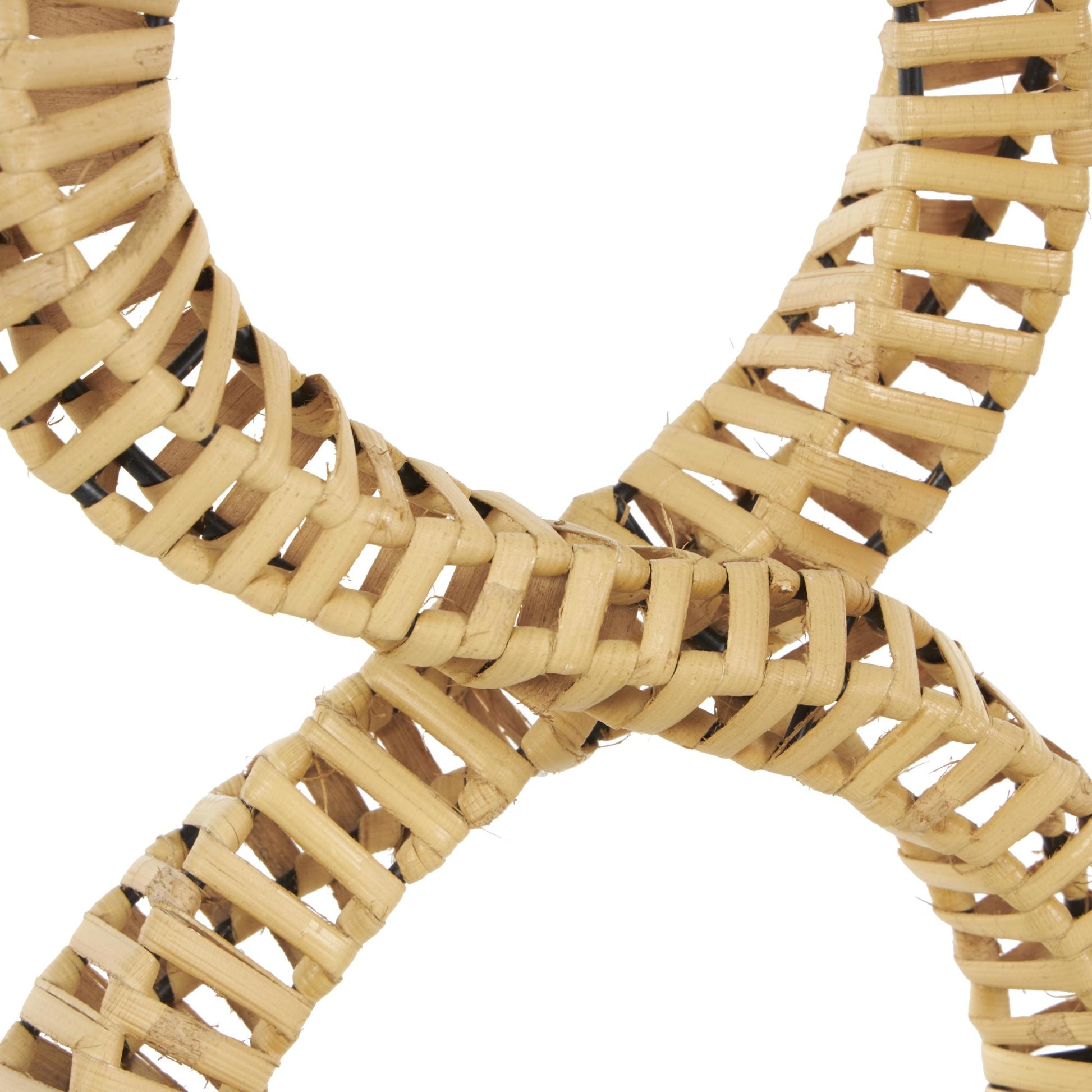 Abstract Brown Rattan Handmade Decorative Sculpture with White Marble Base