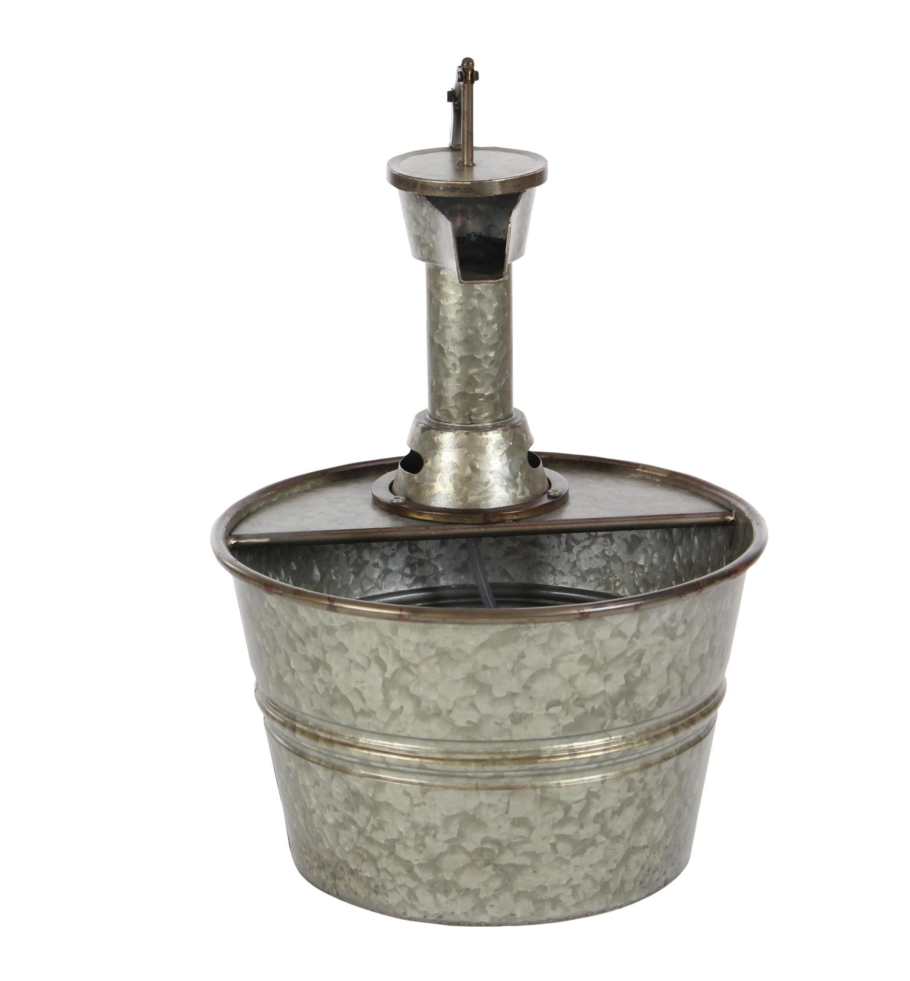 Gray Metal Indoor Outdoor Fountain with Pump Style Faucet