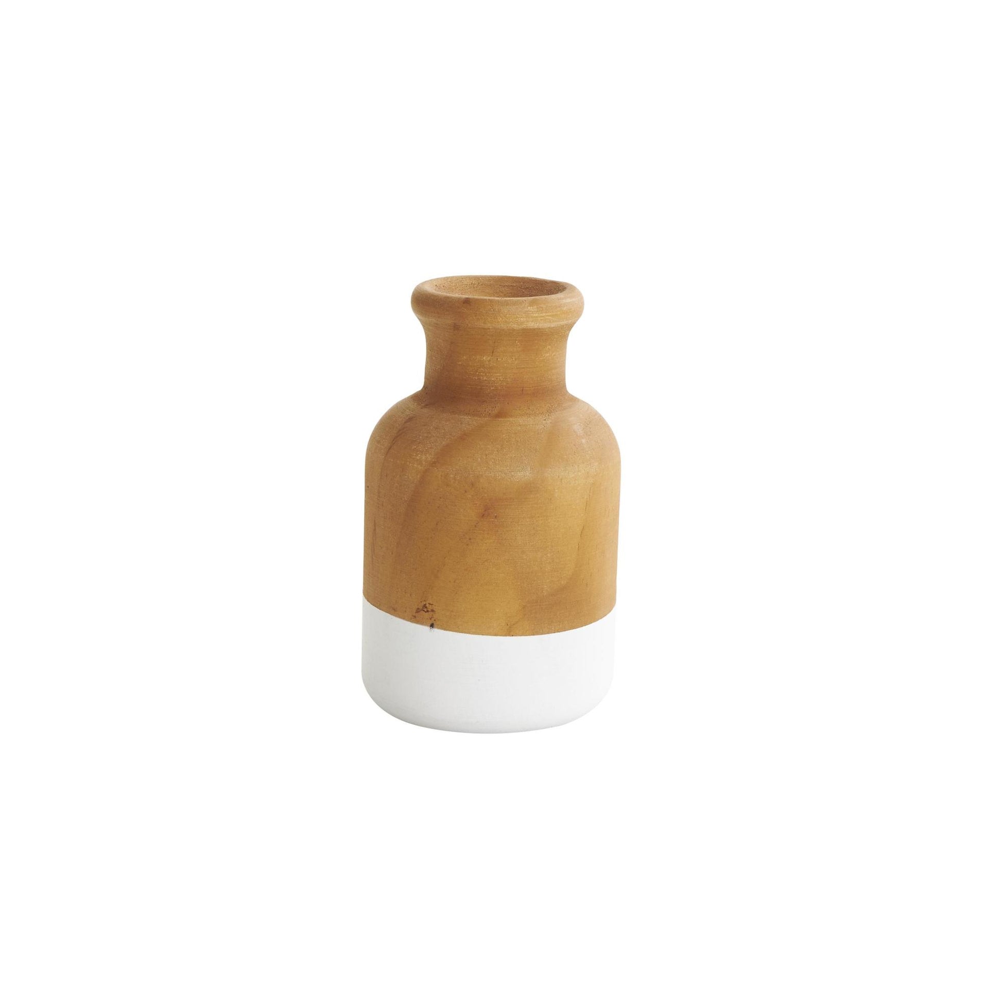 Set of 3 Wood Colorblock Decorative Vase with White Bases Set of 3 10", 8", 5"H