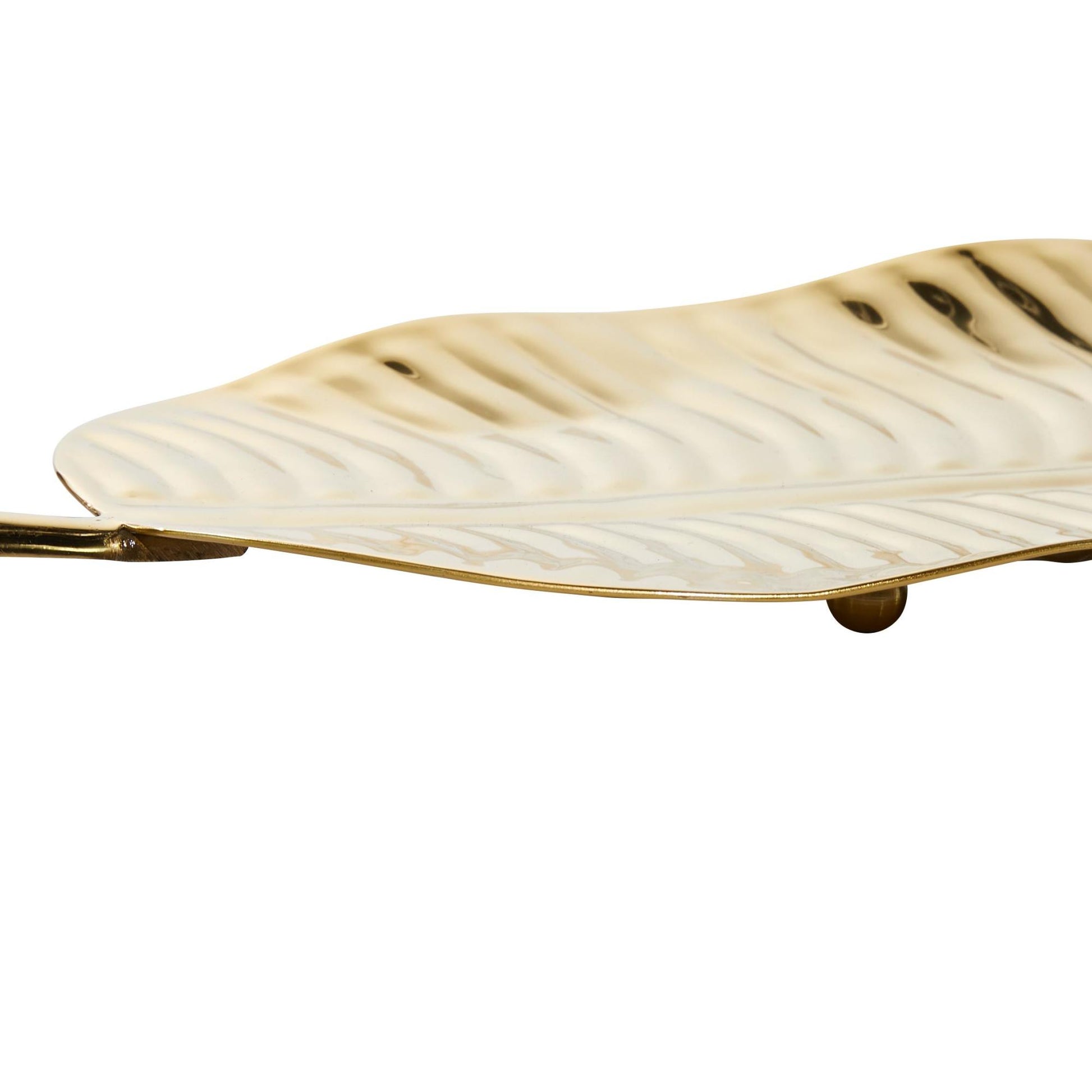 Set of 2 Leaf Gold Metal Living Room Decor Tray