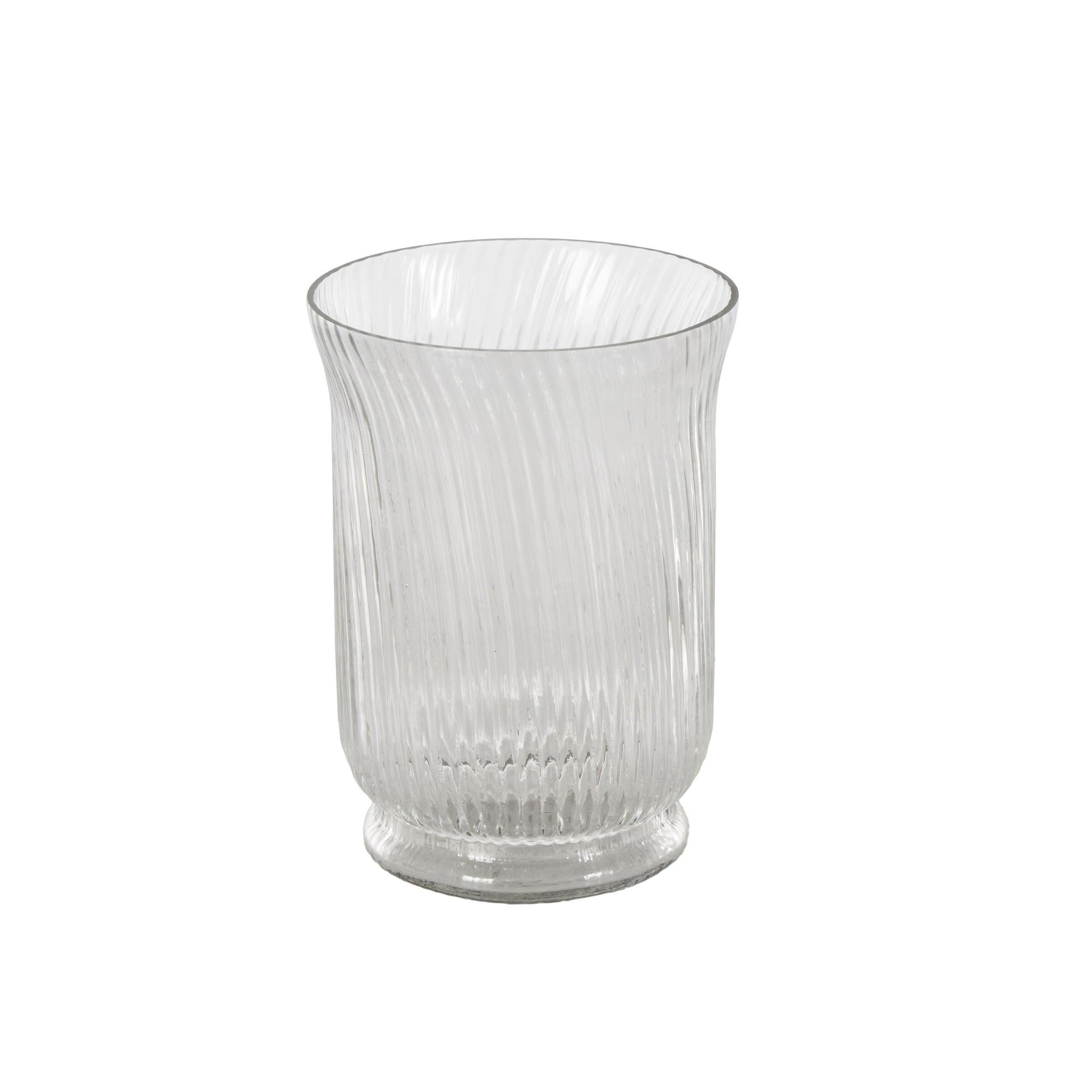 Clear Glass Ribbed Fluted Decorative Candle Holder