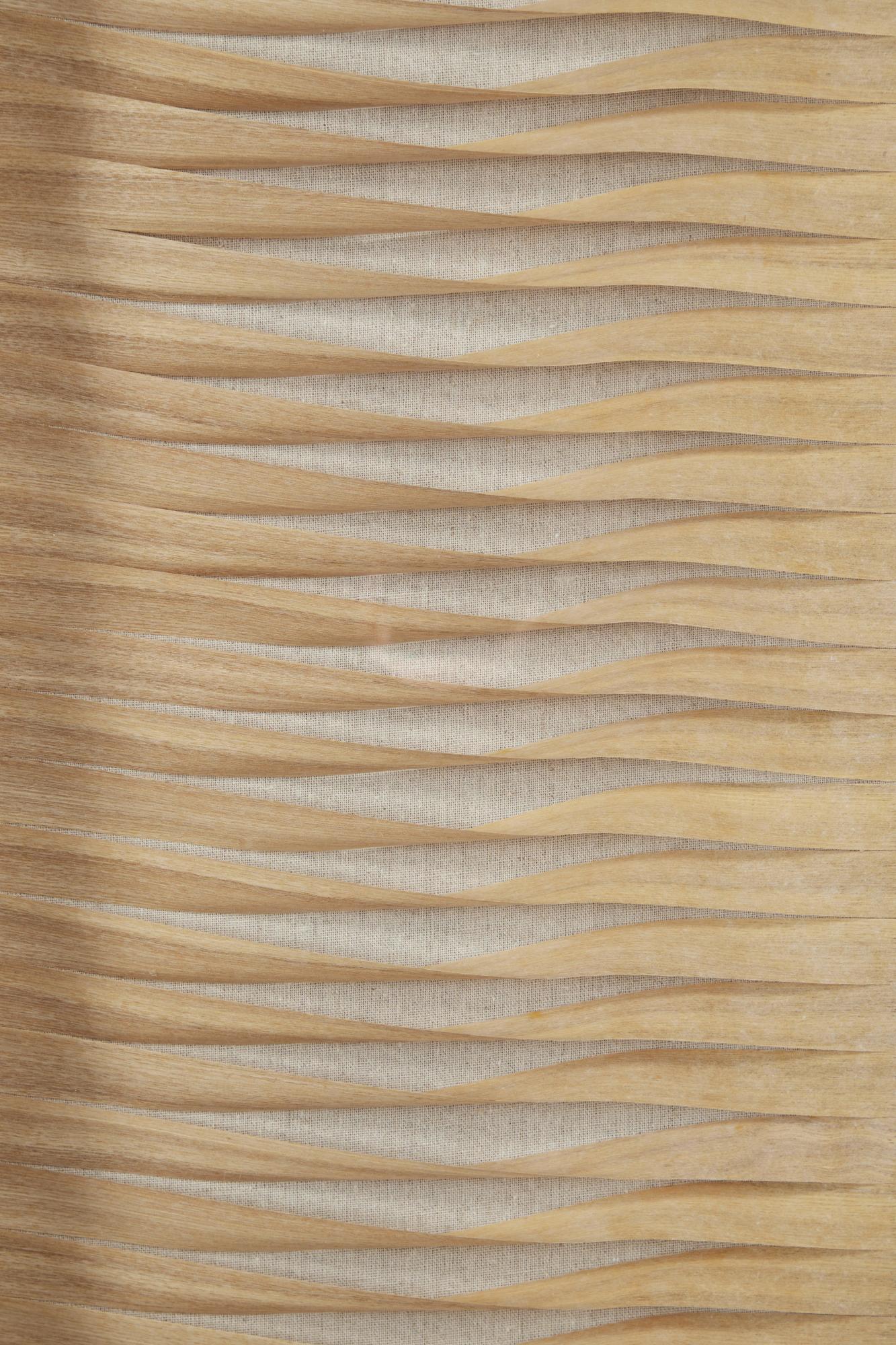 Set of 2 Abstract Brown Wooden Handmade Twisted Ribbon Home Shadow Box with Beige Linen Backing