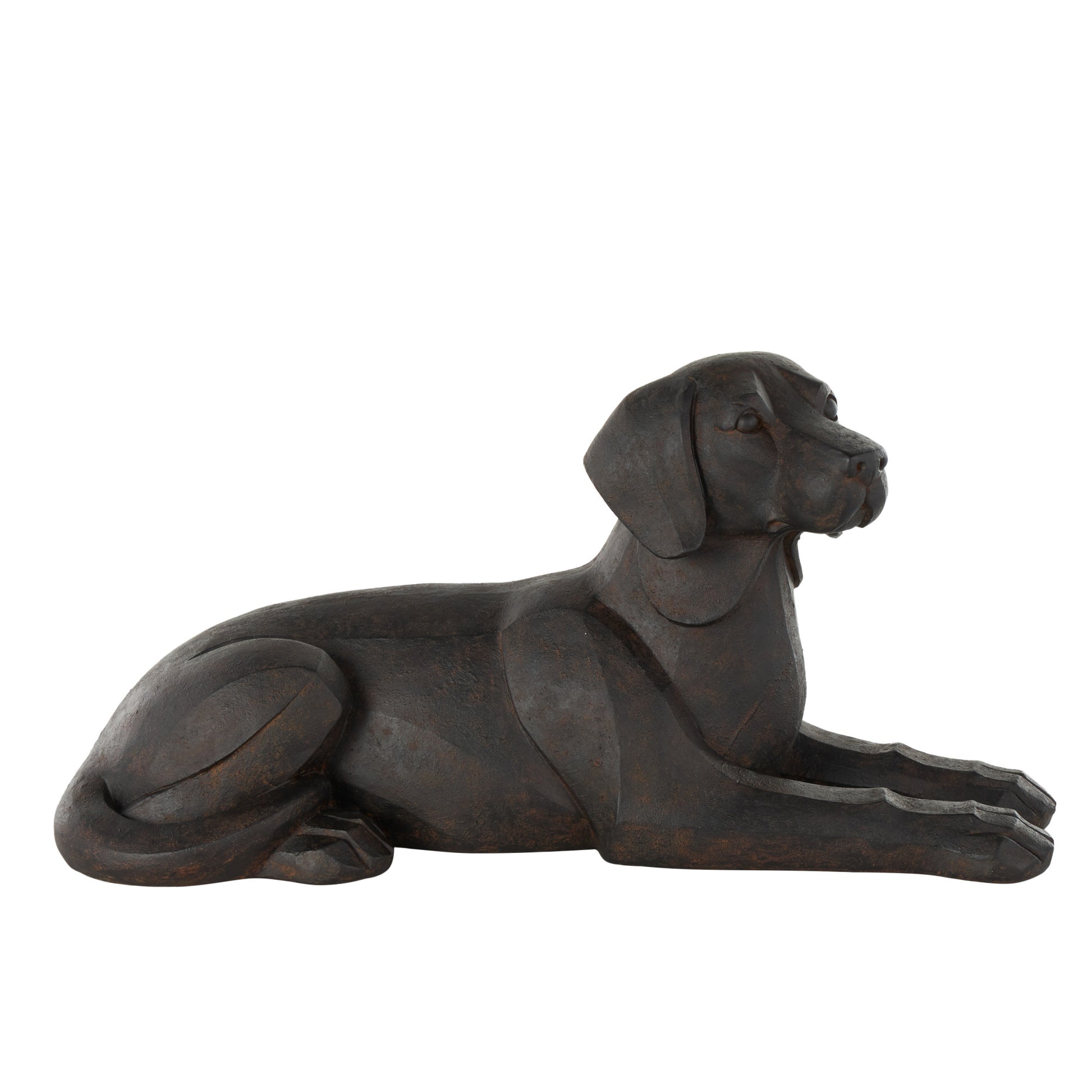 Dog Black Resin Sitting Decorative Sculpture with Copper Shadings