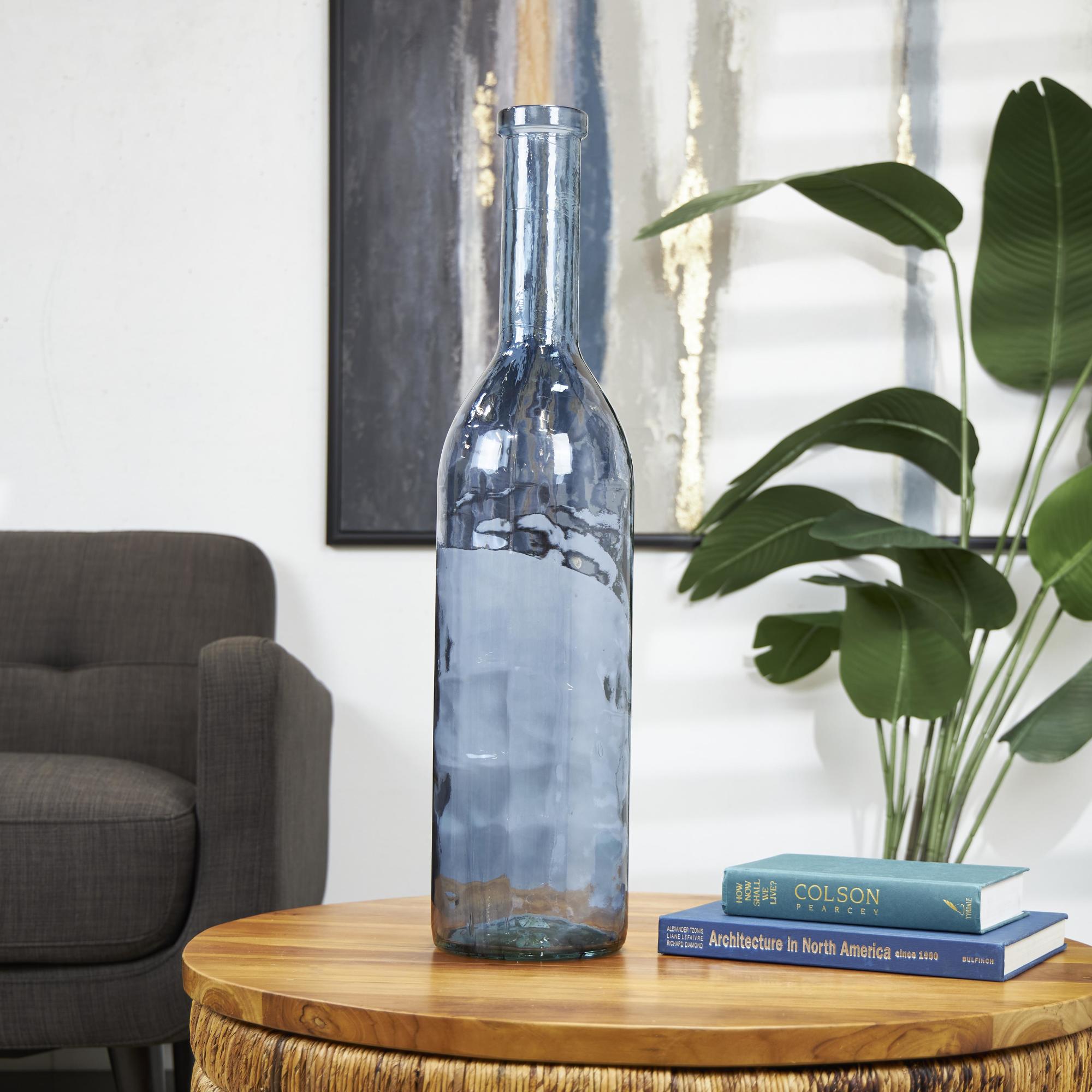 Recycled Glass Handmade Tall Spanish Bottleneck Decorative Vase 7" x 7" x 30"