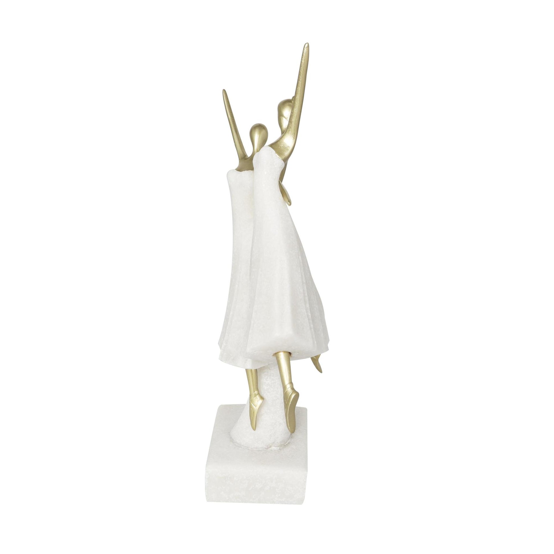 Dancer Cream Polystone Ballet Decorative Sculpture with Gold Accents
