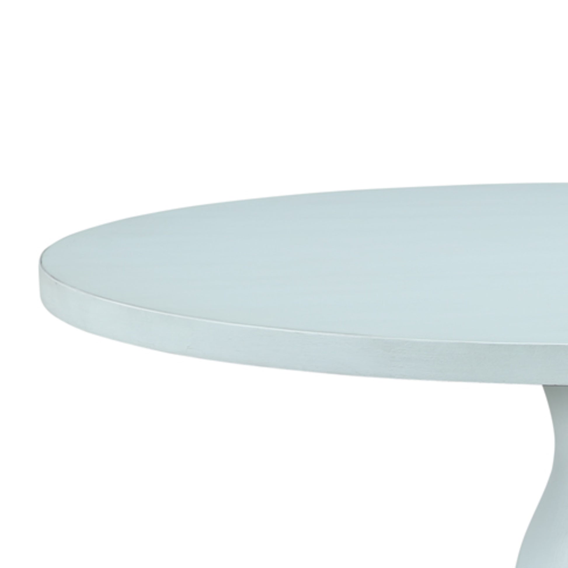 Light Blue Wood Round Kitchen Dining Table with Turned Pedestal Base and X Support
