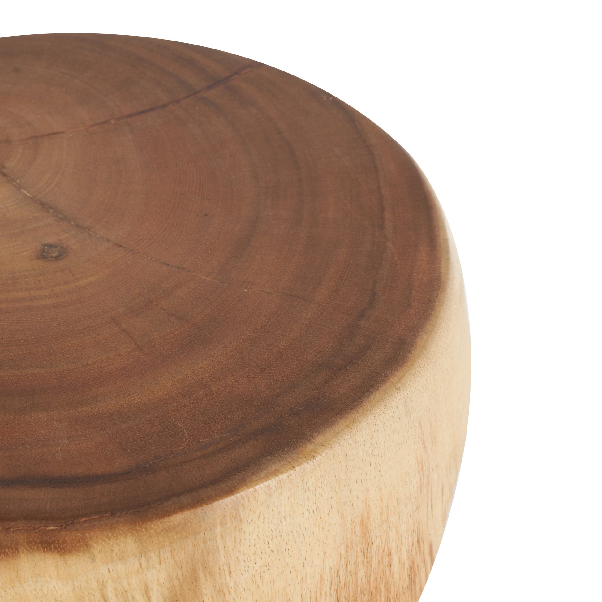 Brown Teak Wood Handmade Side End Accent Table with Abstract Triangle Cutout