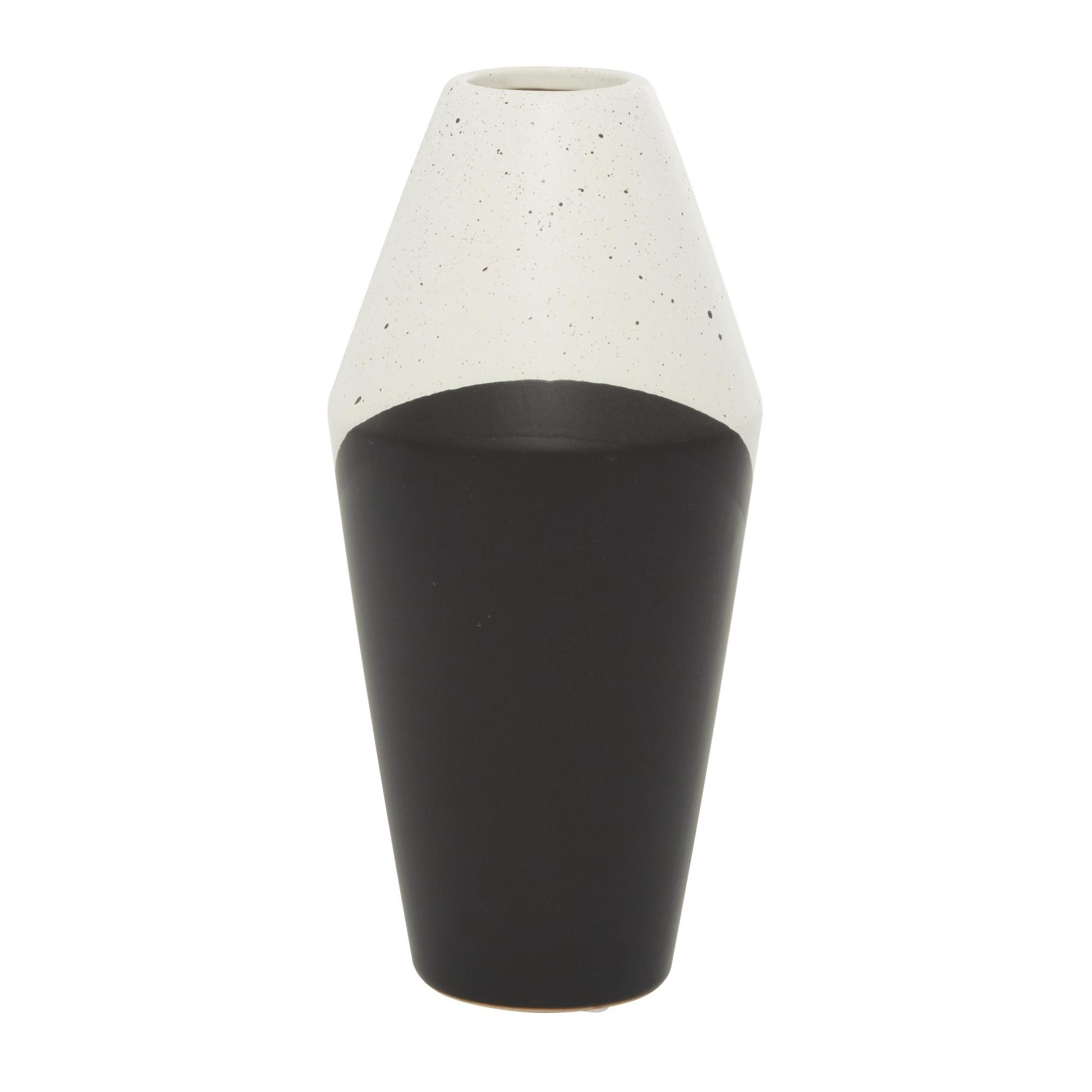 Black Ceramic Handmade Color Block Speckled Decorative Vase