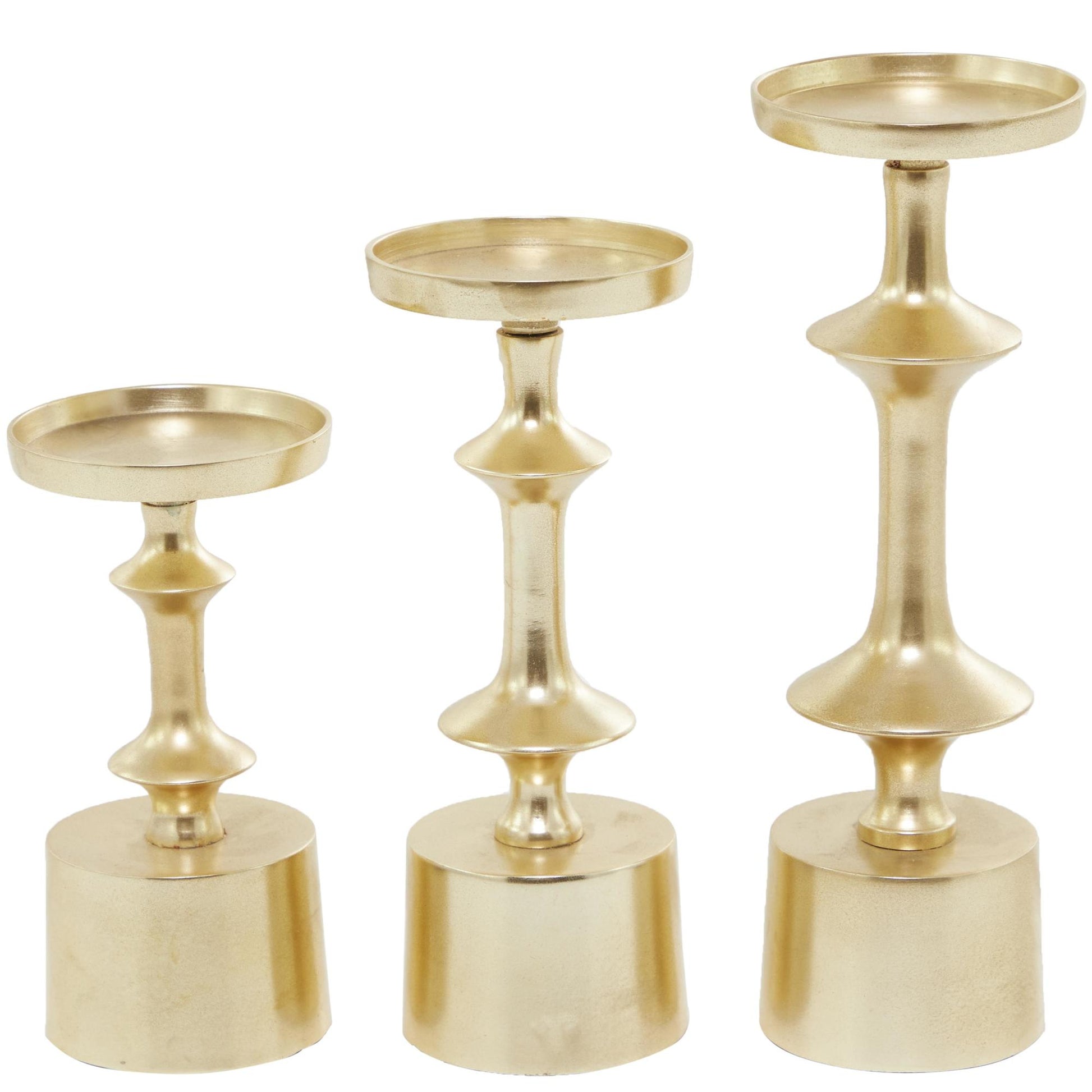 CosmoLiving by Cosmopolitan Set of 3 Aluminum Metal Pillar Decorative Candle Holder