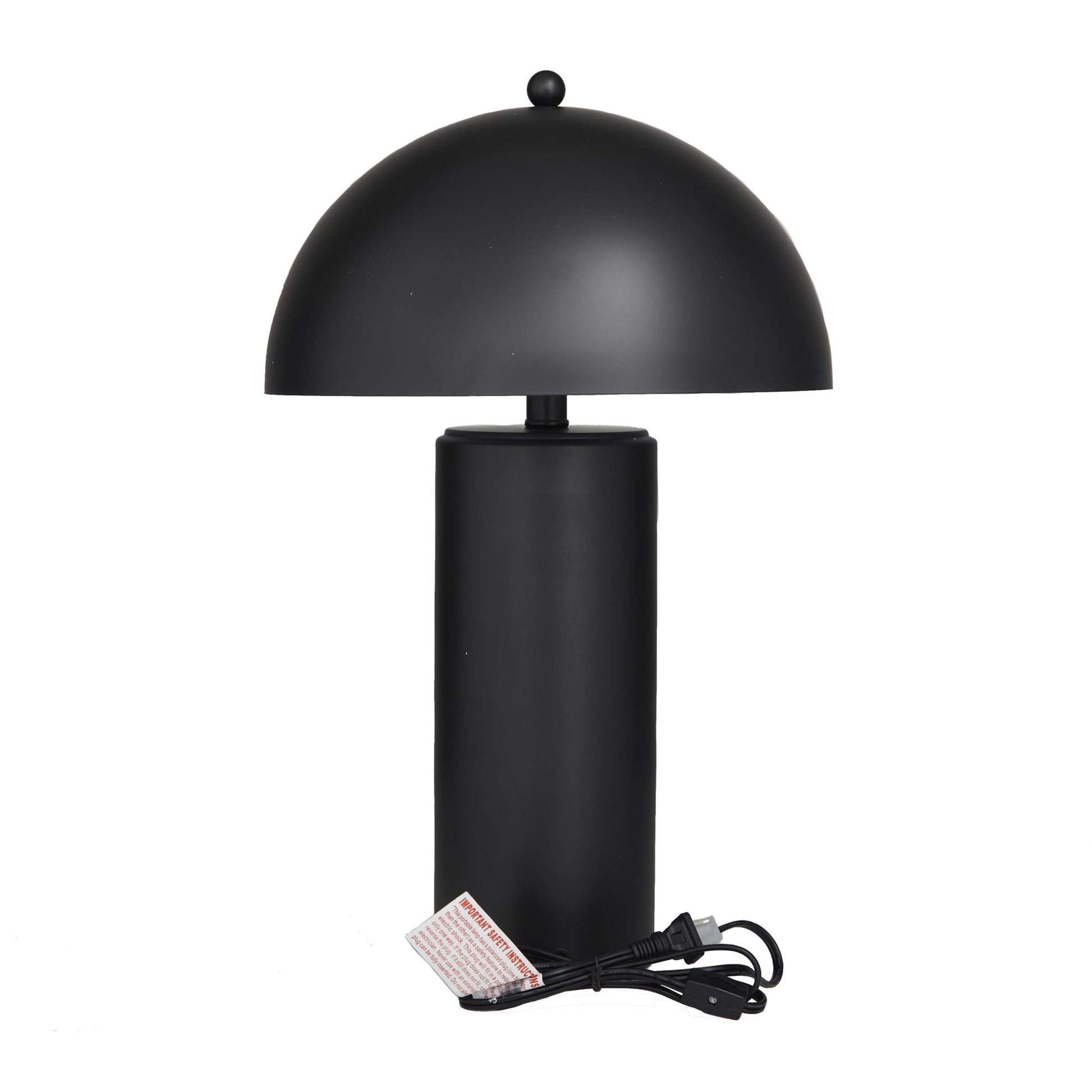 Black Metal Room Accent Lamp with Dome Shade