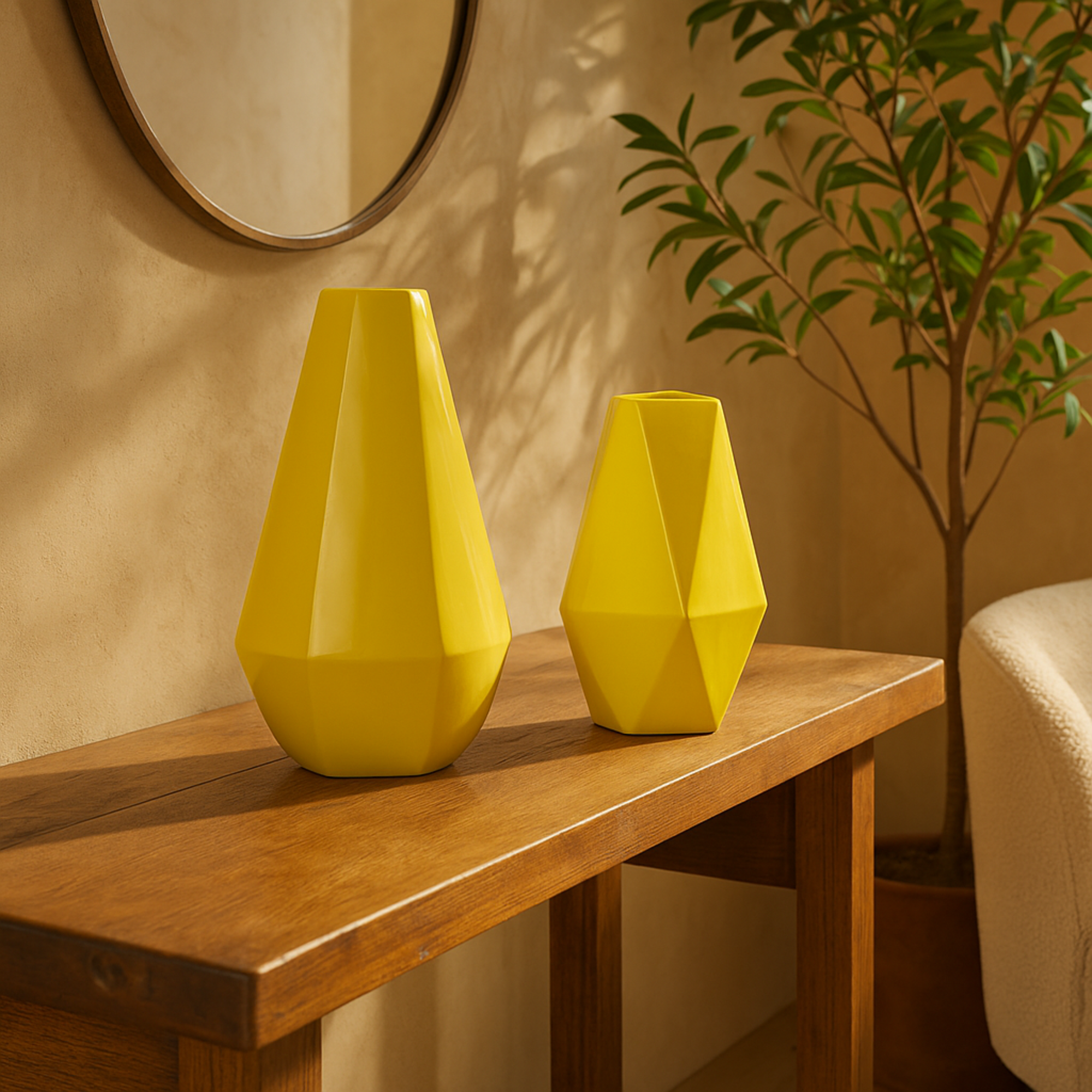 CosmoLiving by Cosmopolitan Set of 2 Geometric Metal Decorative Vase