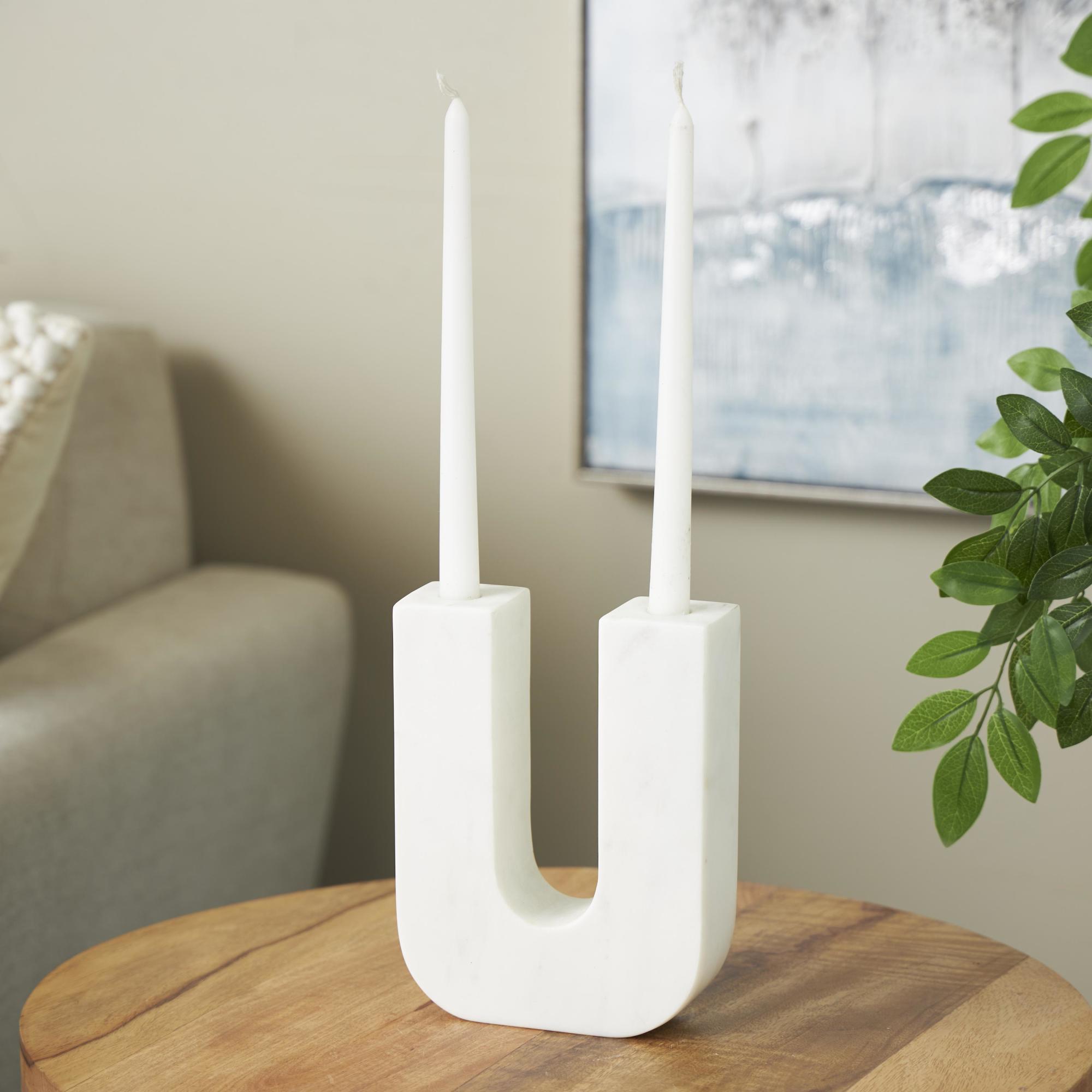 Abstract Marble U-Shaped Decorative Candle Holder 6" x 2" x 8"