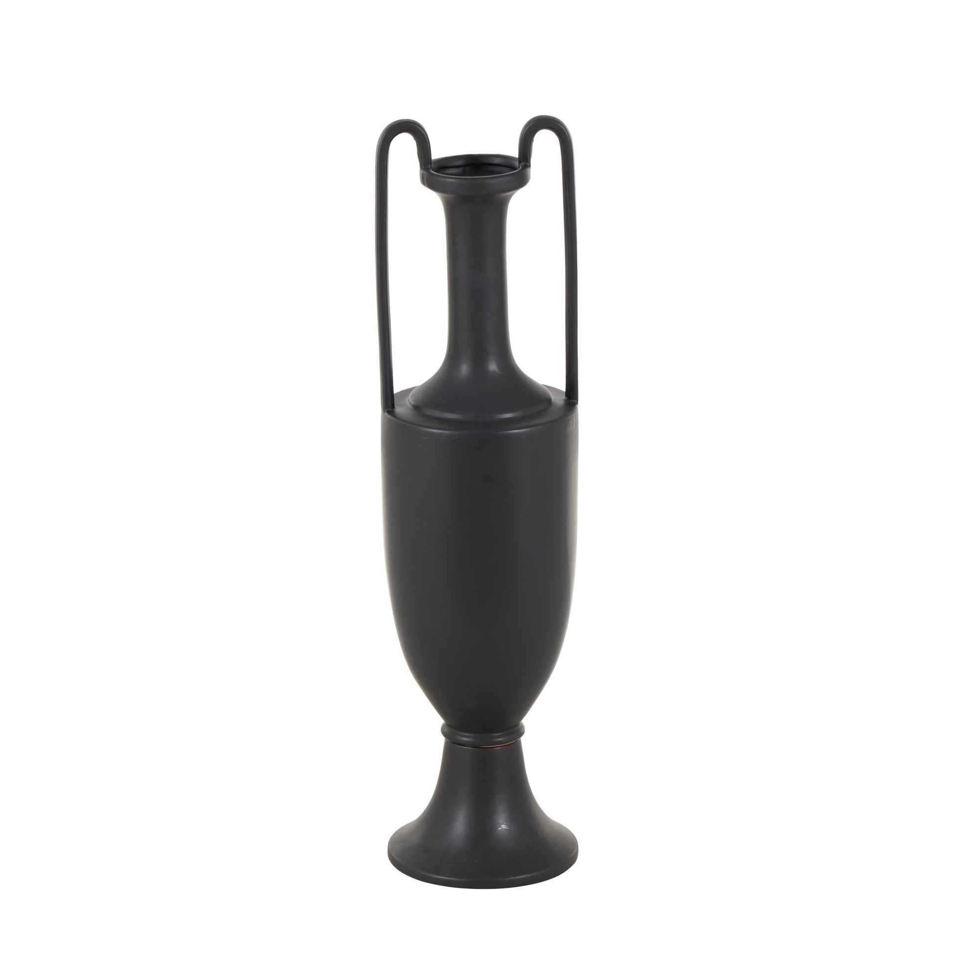 Ceramic Fluted Urn Shaped Decorative Vase with Arch Handles
