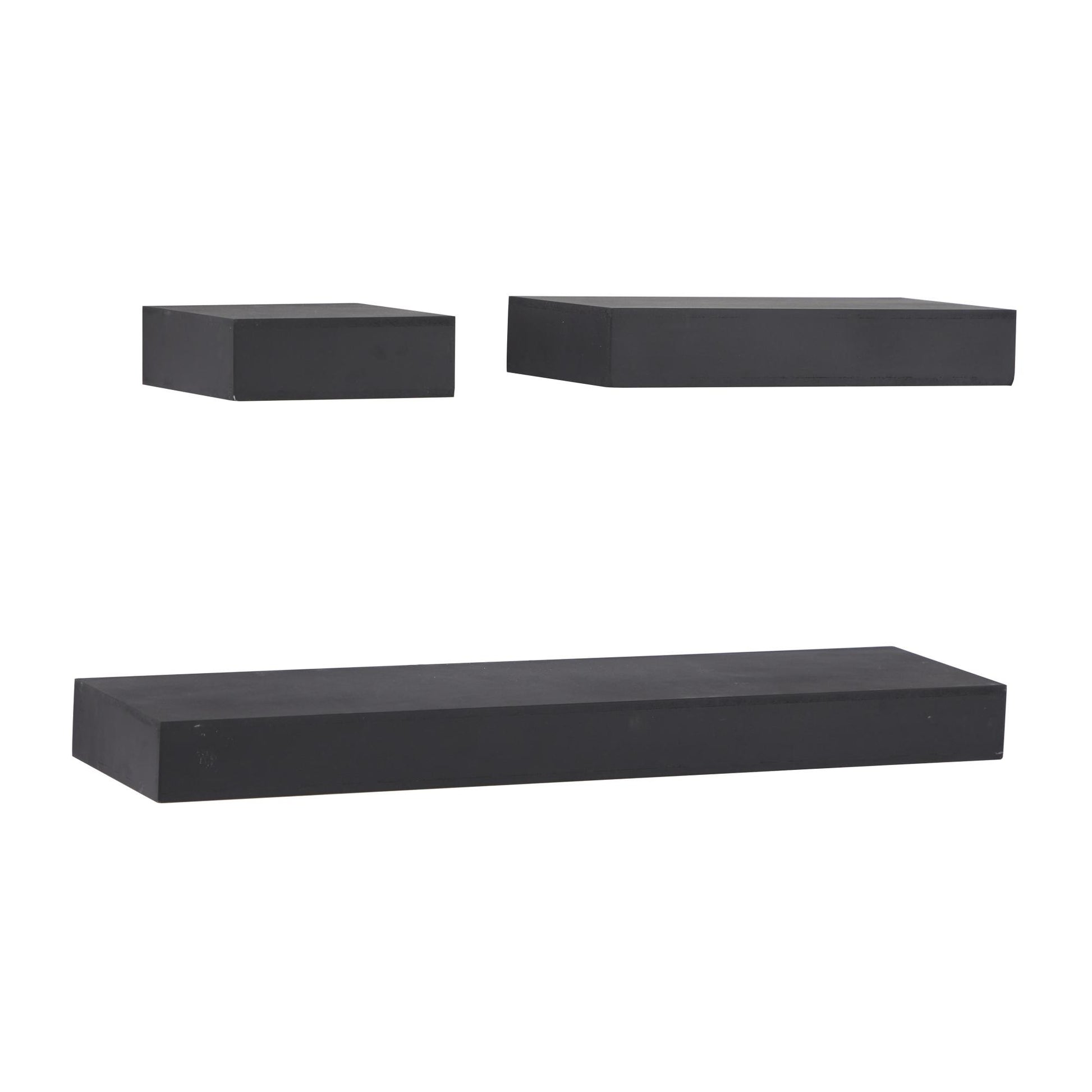 CosmoLiving by Cosmopolitan Set of 3 Black Wood 3 Shelves Room Wall Shelf