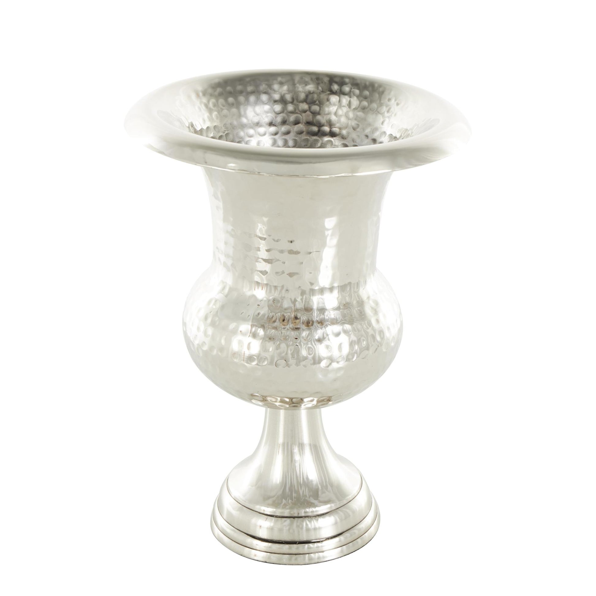 Aluminum Metal Goblet Inspired Hammered Decorative Vase