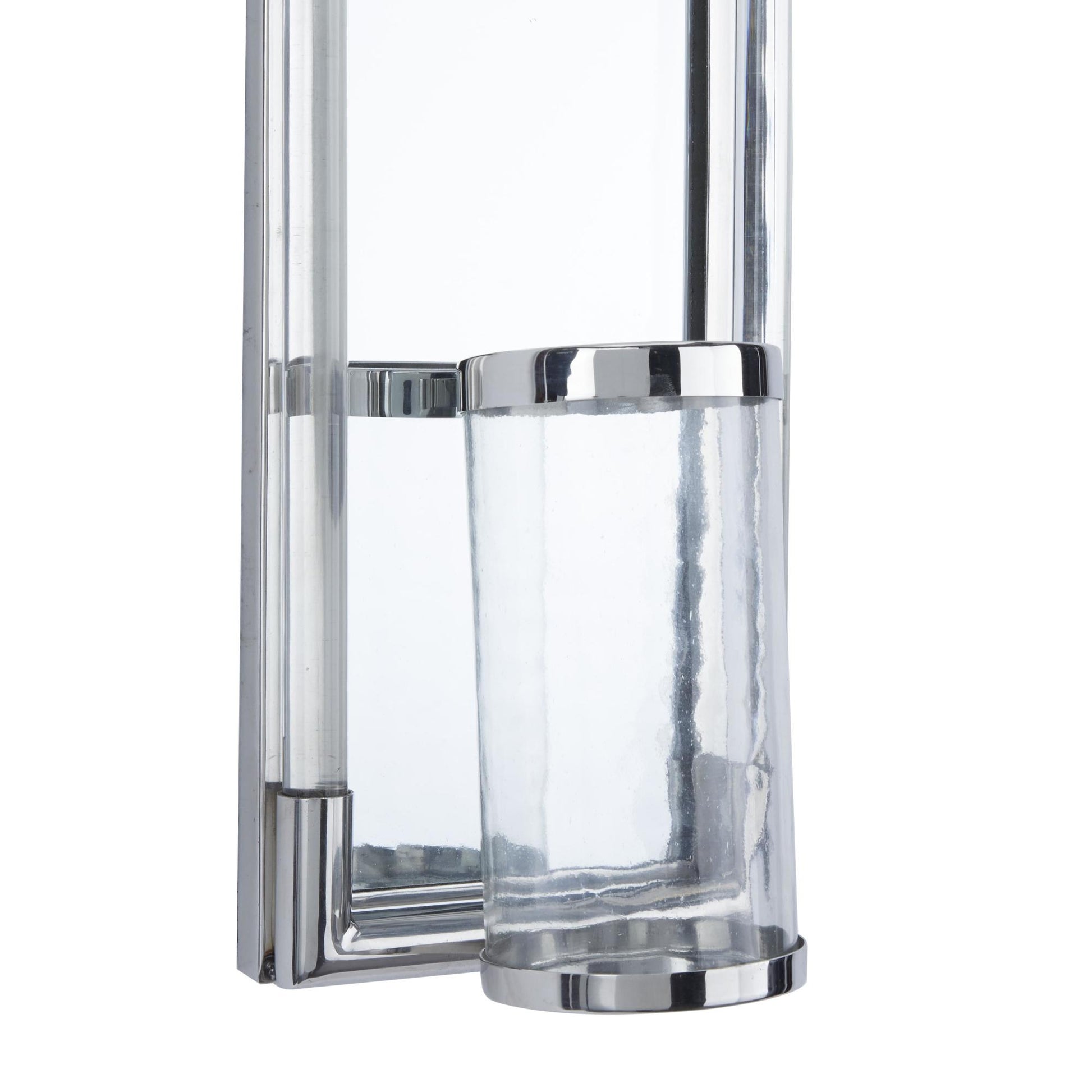 Geometric Silver Stainless Steel Metal Pillar Indoor Outdoor Wall Sconce with Mirror Backing