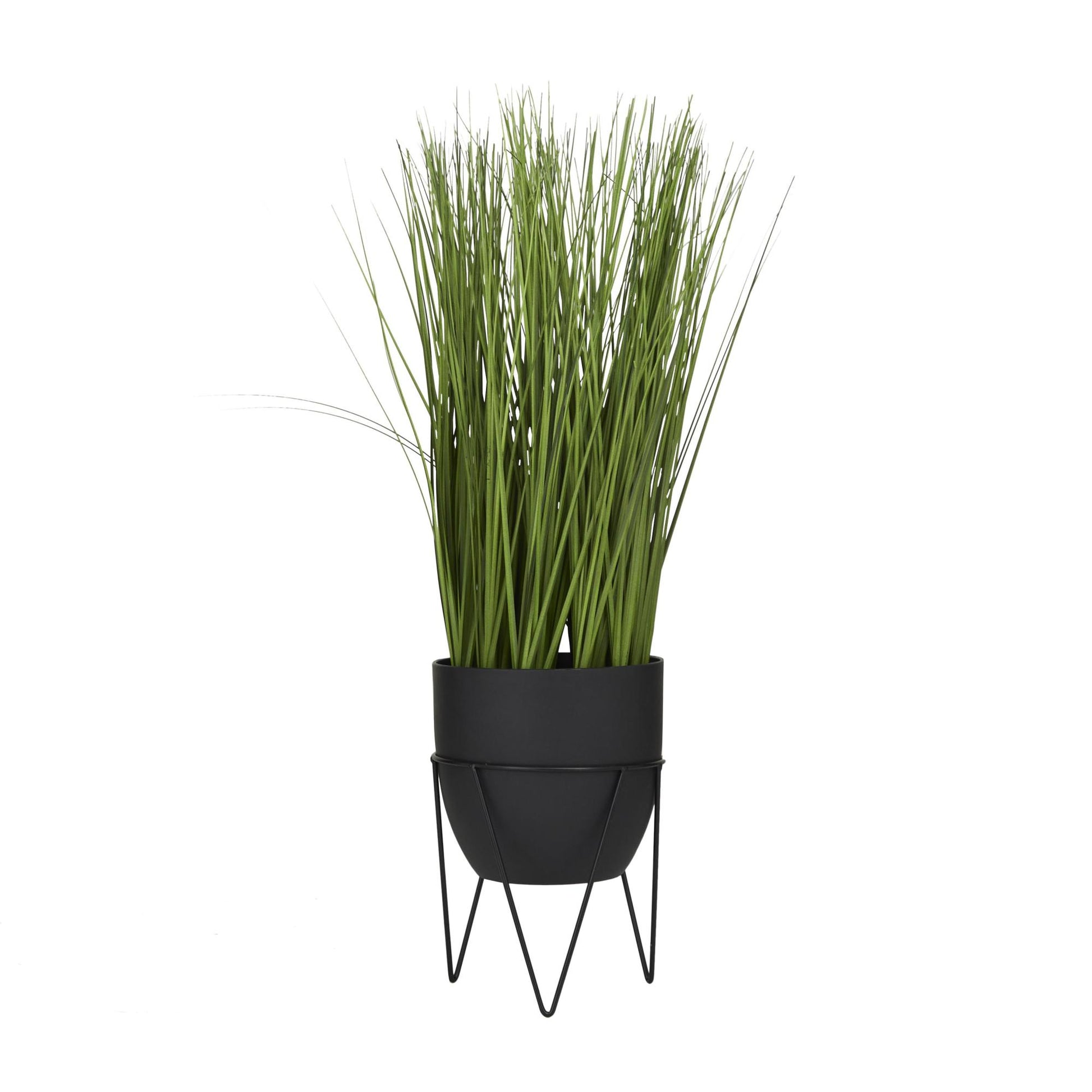 Wheatgrass Faux Foliage Indoor Outdoor Artificial Plant with Realistic Leaves and Metal Stand and Round Pot