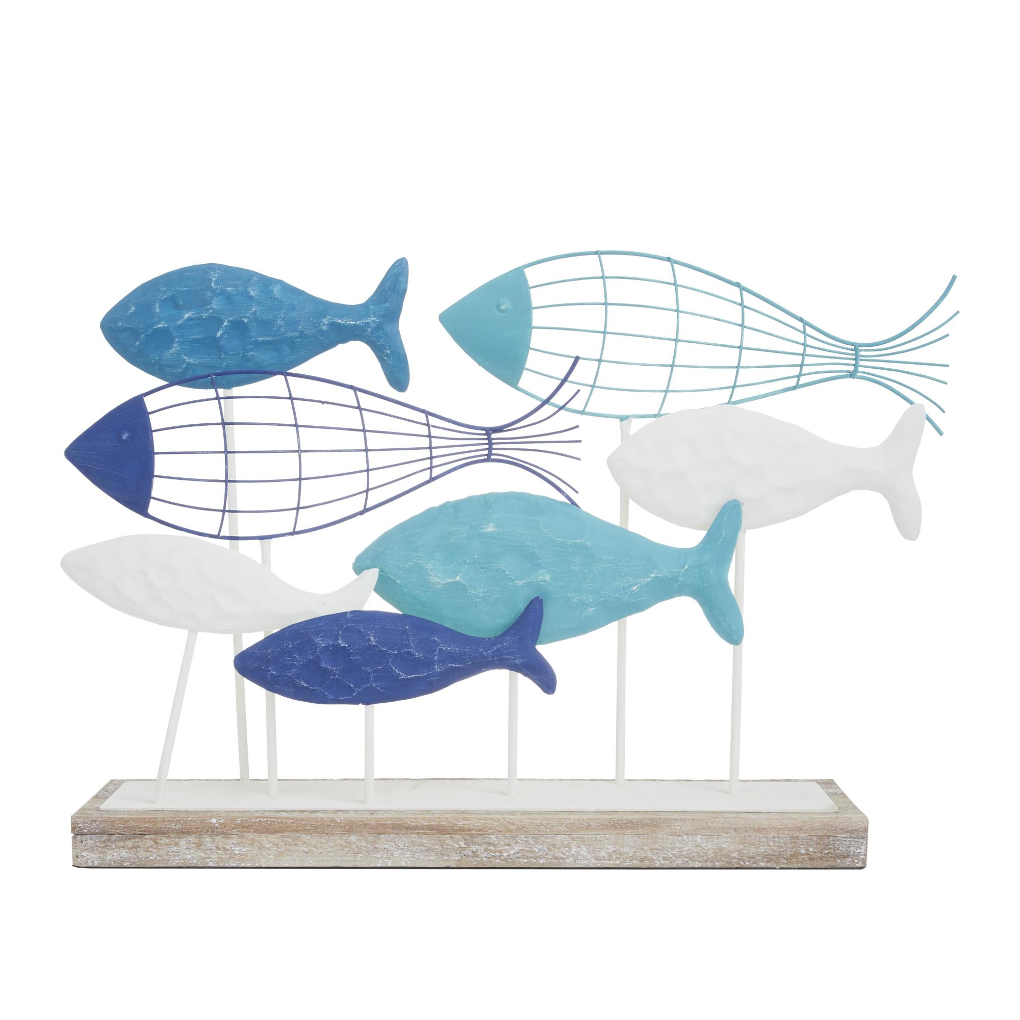 Fish Blue Metal Decorative Sculpture