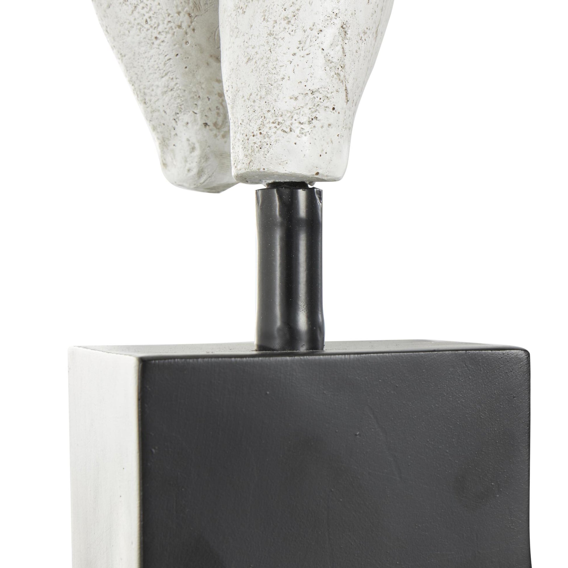 People White Polystone Decorative Sculpture with Black Square Base