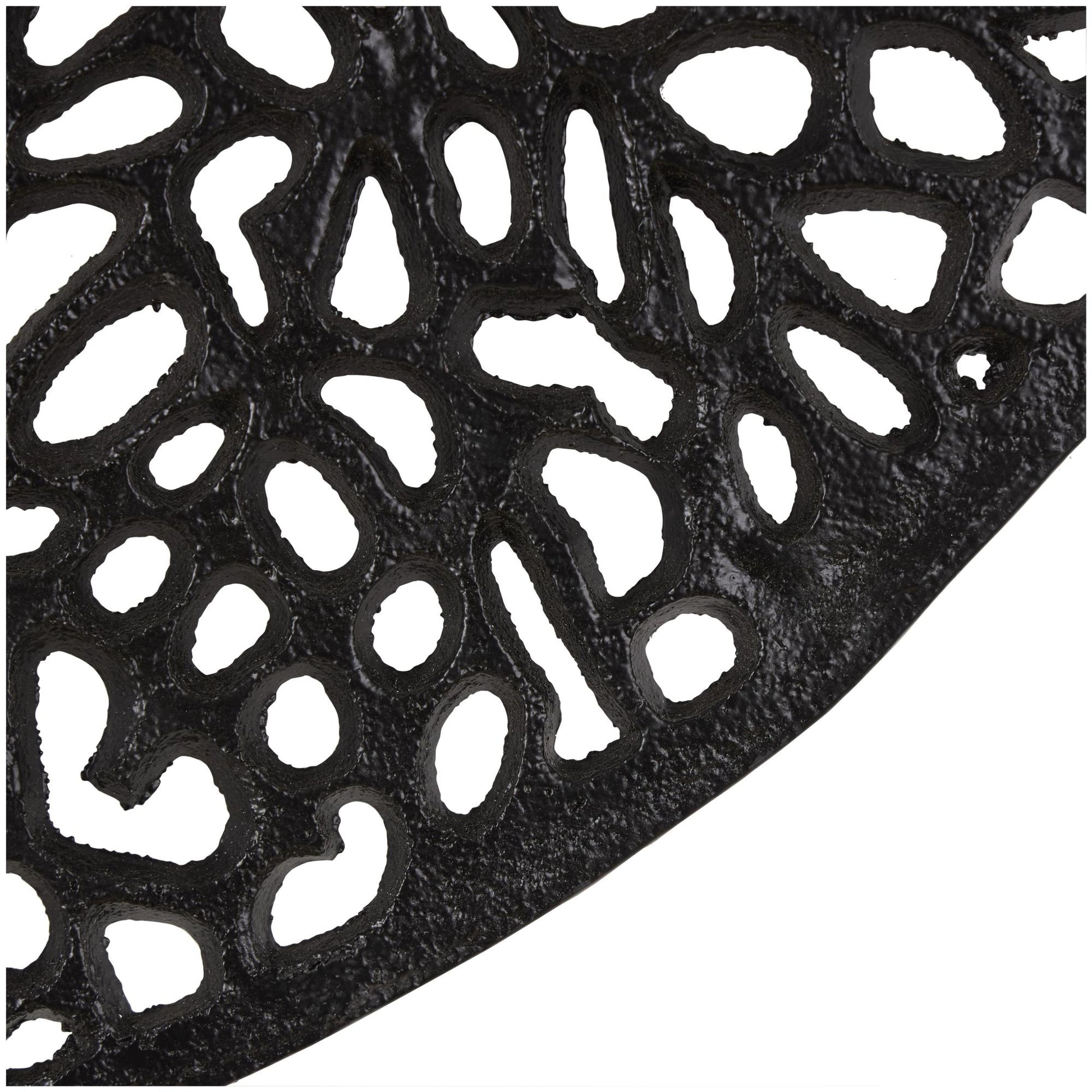 Abstract Black Aluminum Metal Room Wall Mirror with Open Lattice Frame