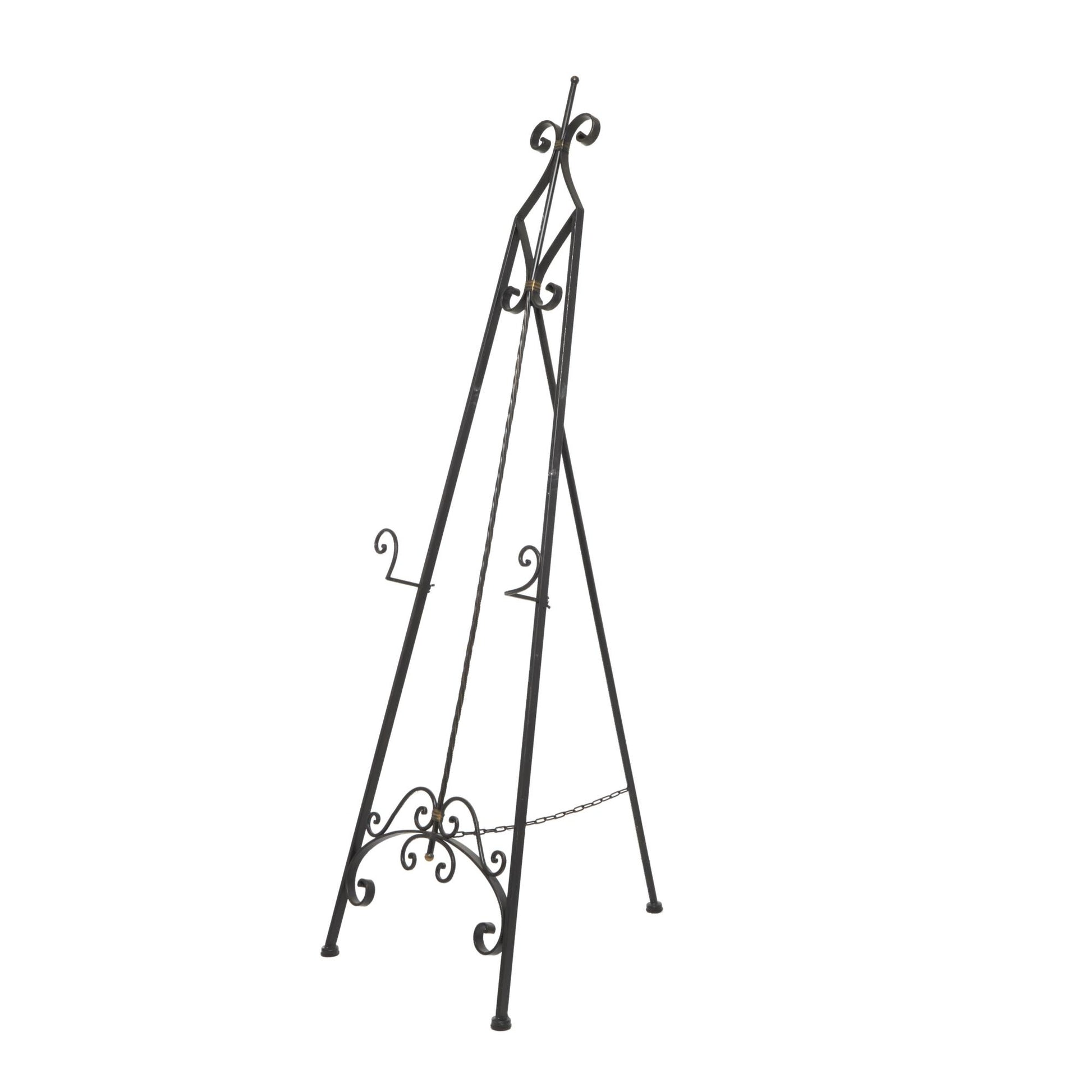 Scroll Black Metal Tall Adjustable Display Easel with Gold Accents