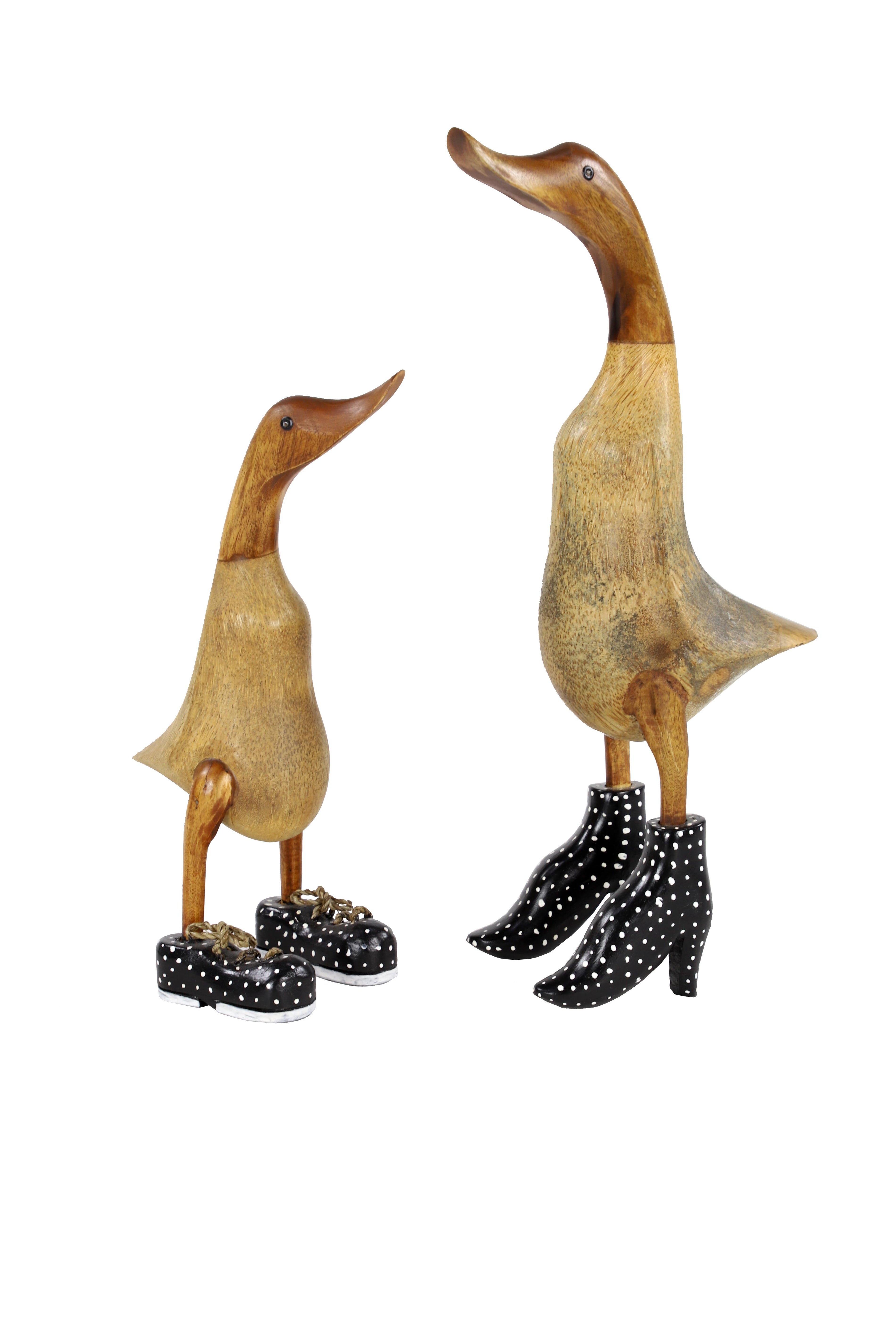 Set of 2 Duck Bamboo Wood Decorative Sculpture Set of 2 17", 11"H