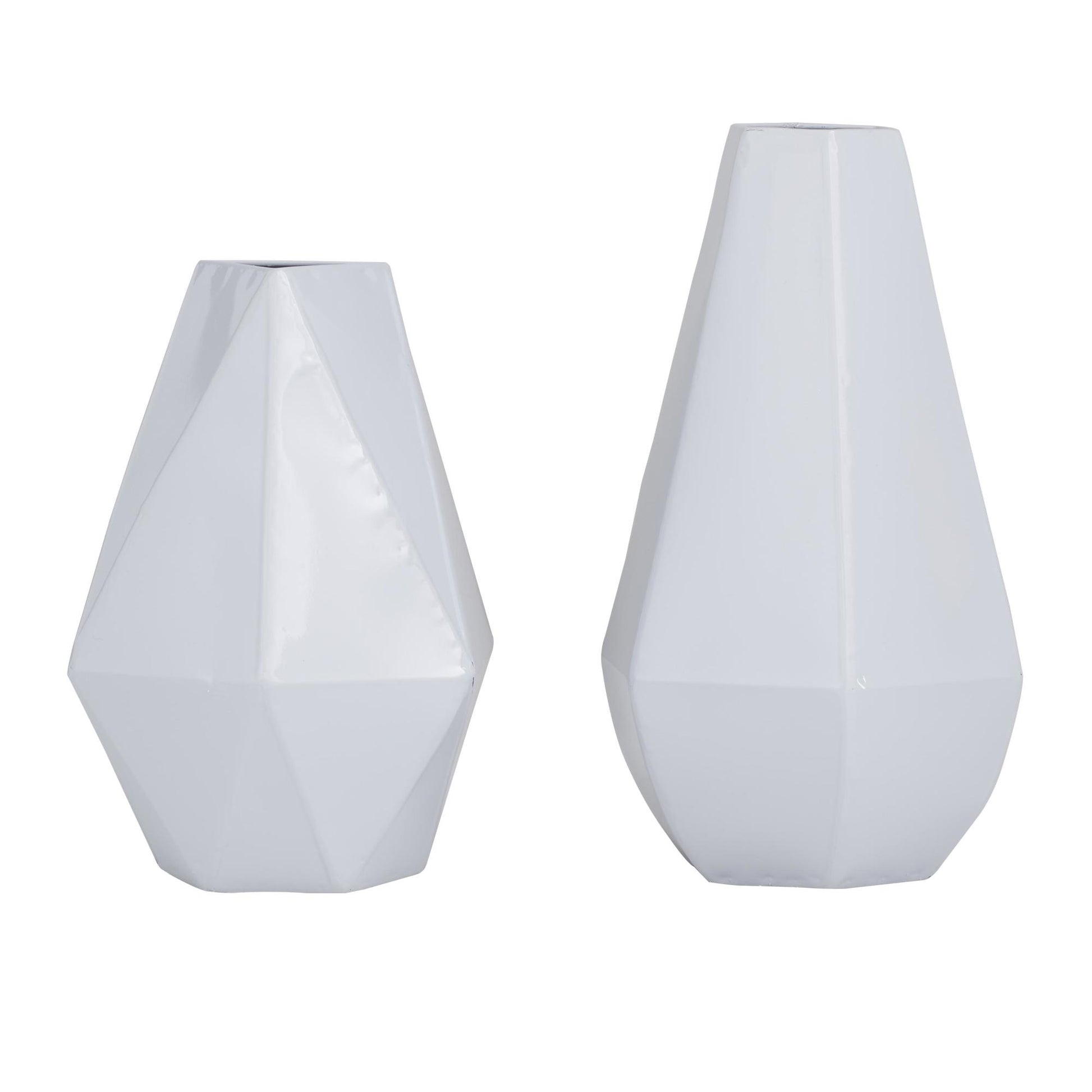 CosmoLiving by Cosmopolitan Set of 2 Geometric Metal Decorative Vase