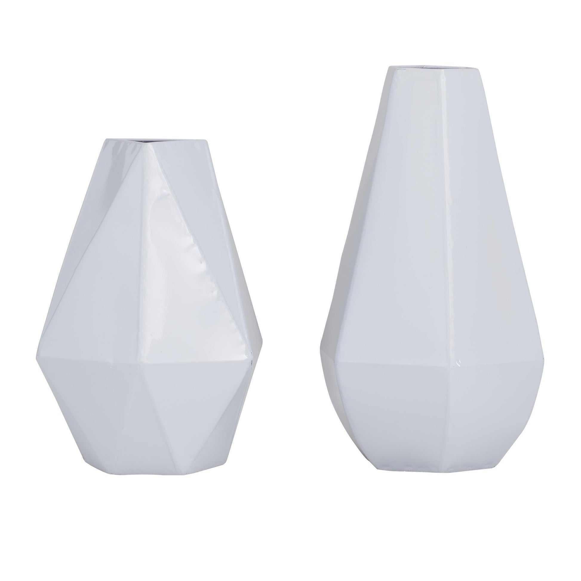 CosmoLiving by Cosmopolitan Set of 2 Geometric Metal Decorative Vase