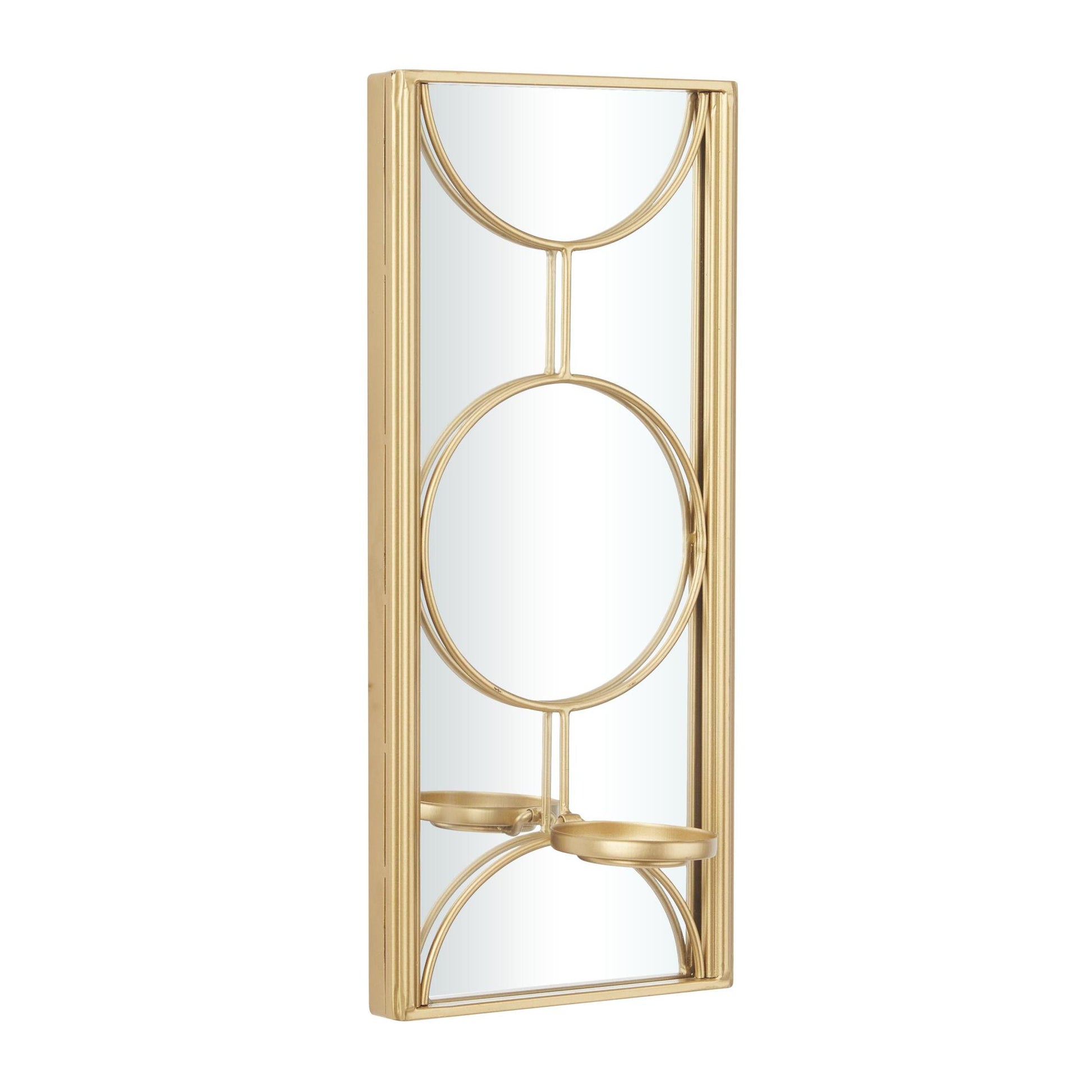 CosmoLiving by Cosmopolitan Geometric Metal Pillar Indoor Outdoor Wall Sconce with Mirror Backing