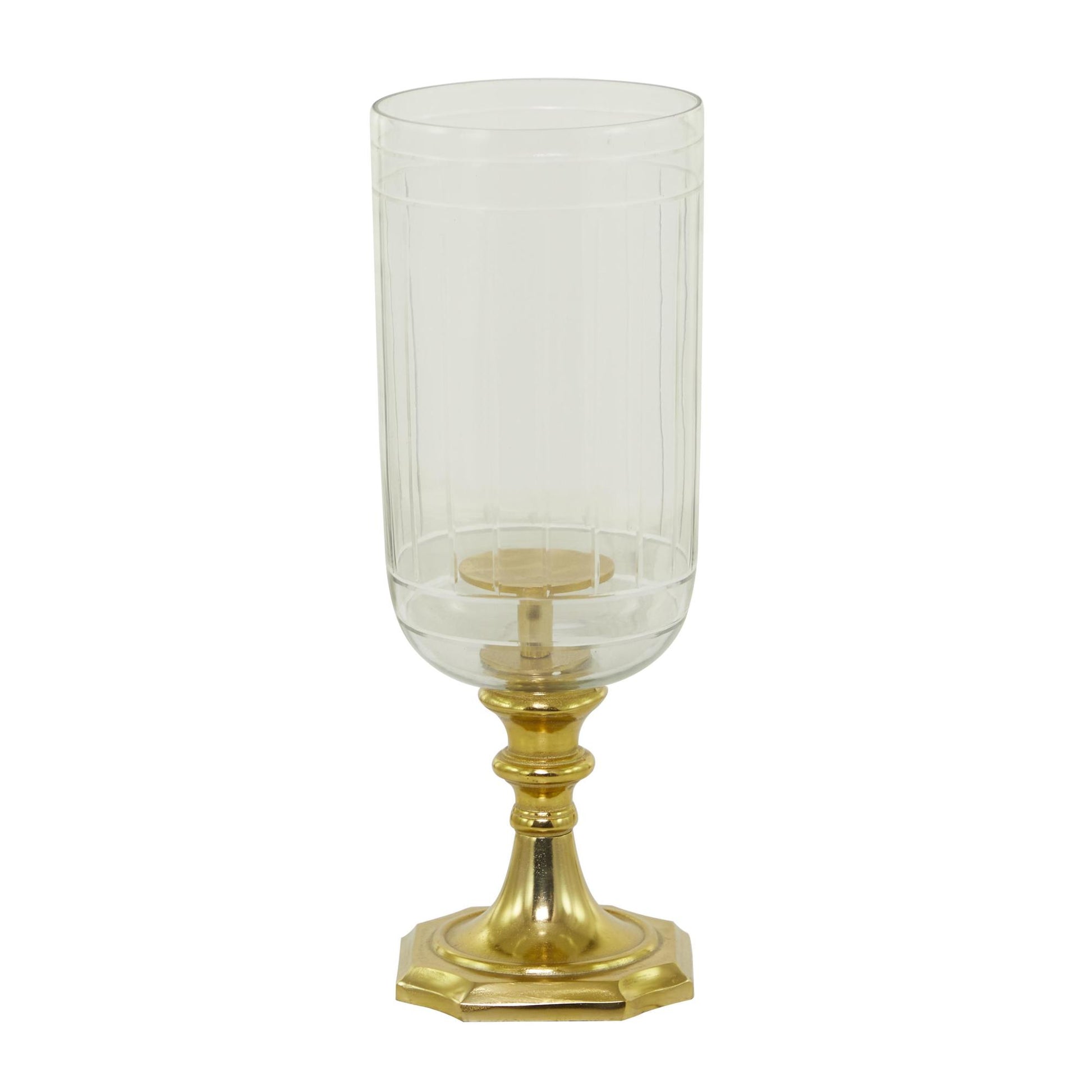 Gold Aluminum Metal Single Candle Room Hurricane Lamp