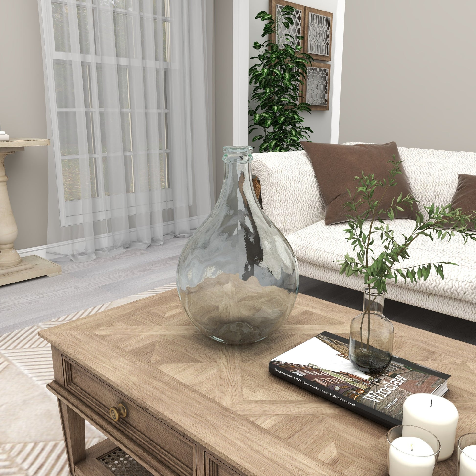 Recycled Glass Handmade Spanish Bottle Neck Decorative Vase