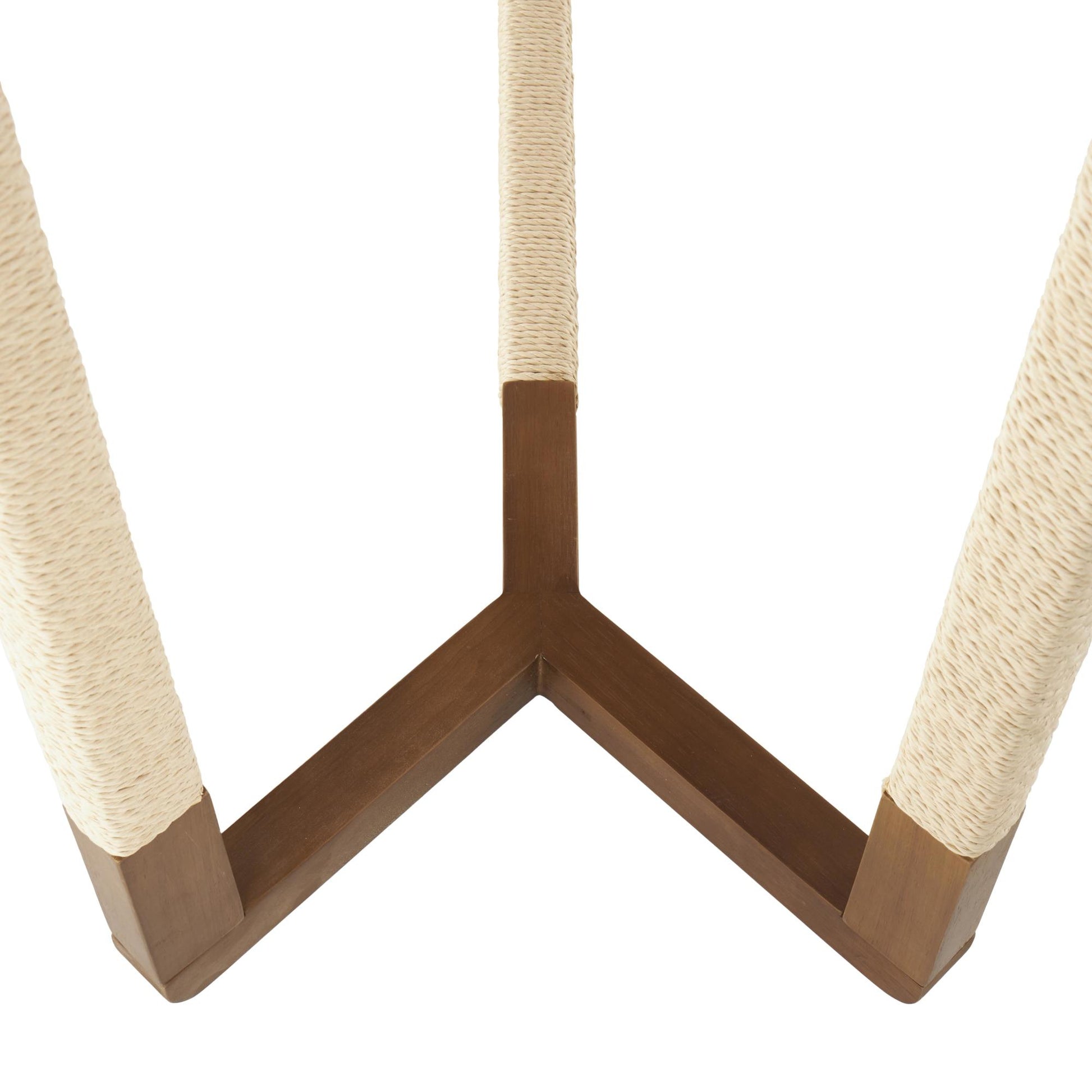 Brown Wooden Rectangular Living Room Console Table with Rope Wrapped Frame