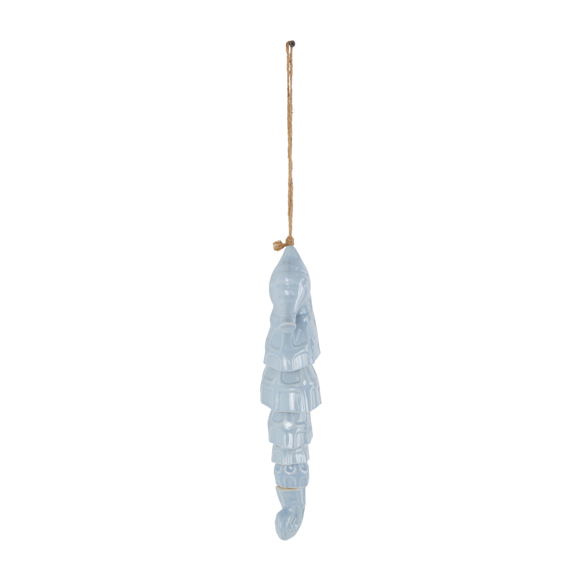 Sea Horse Blue Ceramic Indoor Outdoor Windchime with Brown Rope