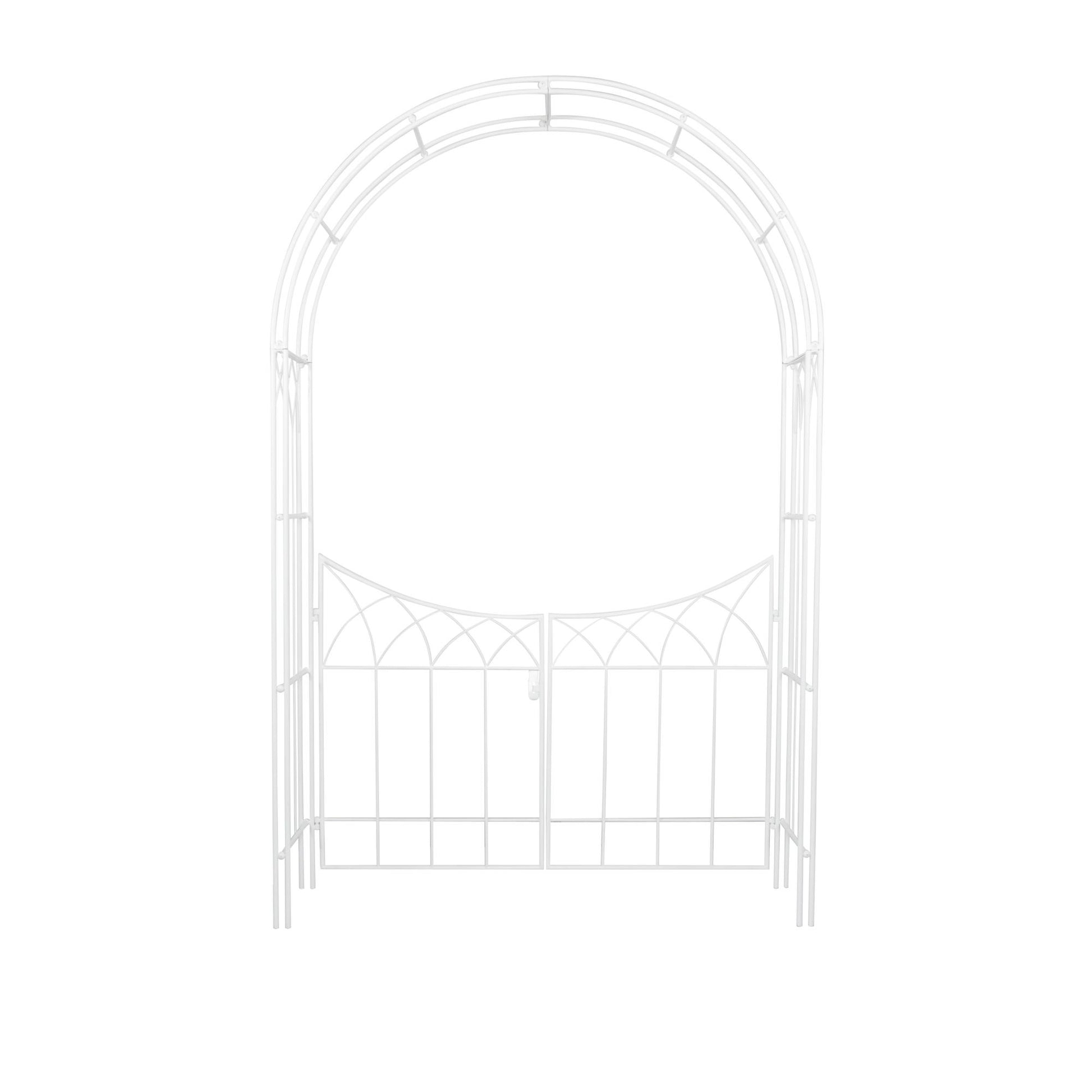 Metal Indoor Outdoor Arched Gate Indoor Outdoor Garden Arbor with Lattice Work Sides