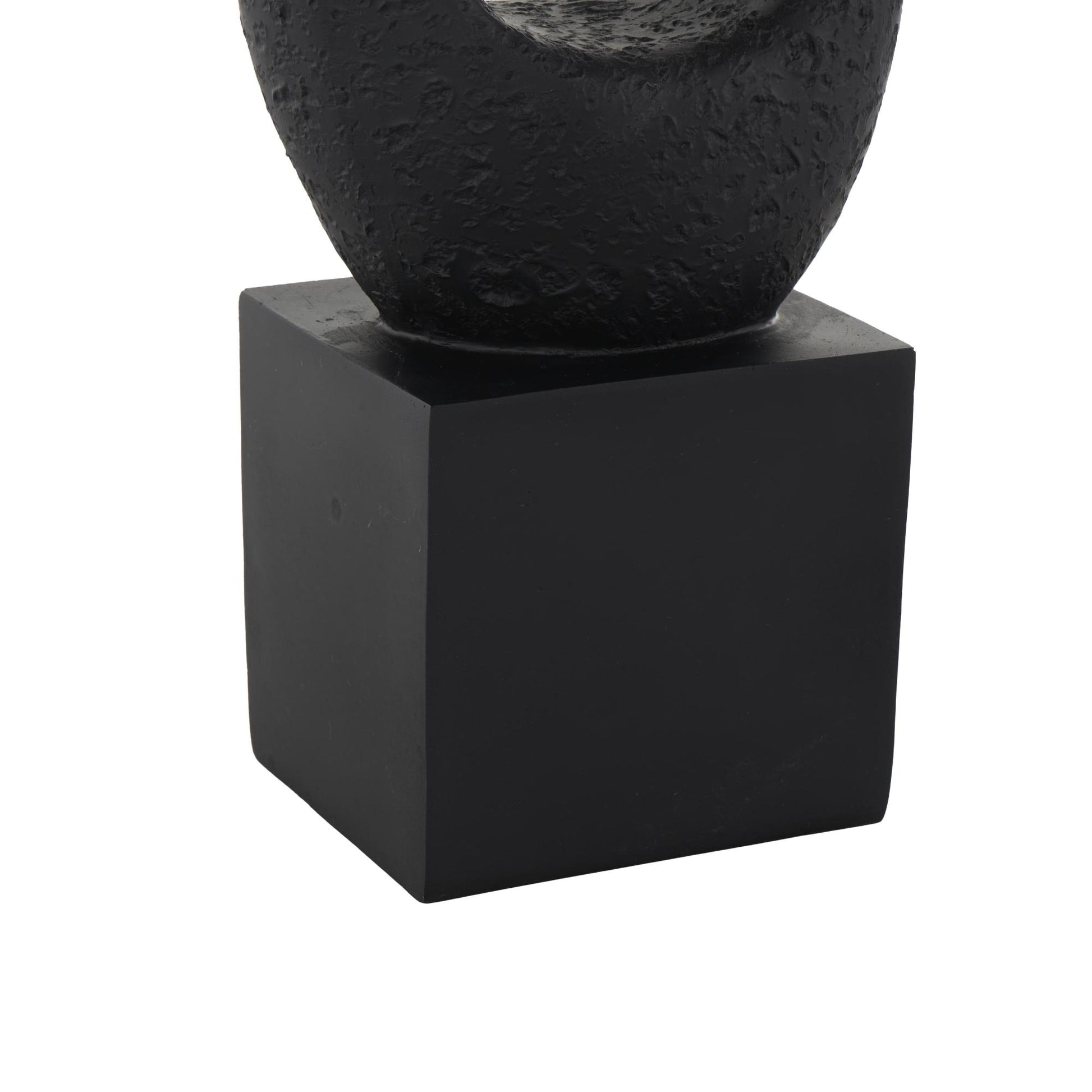 Abstract Black Polystone Intertwined Loop Decorative Sculpture with Block Base